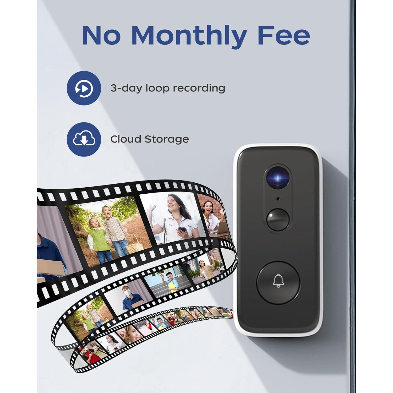 Cámara de Timbre de Video JOOAN 2K Inalámbrica WiFi con Almacenamiento en la Nube