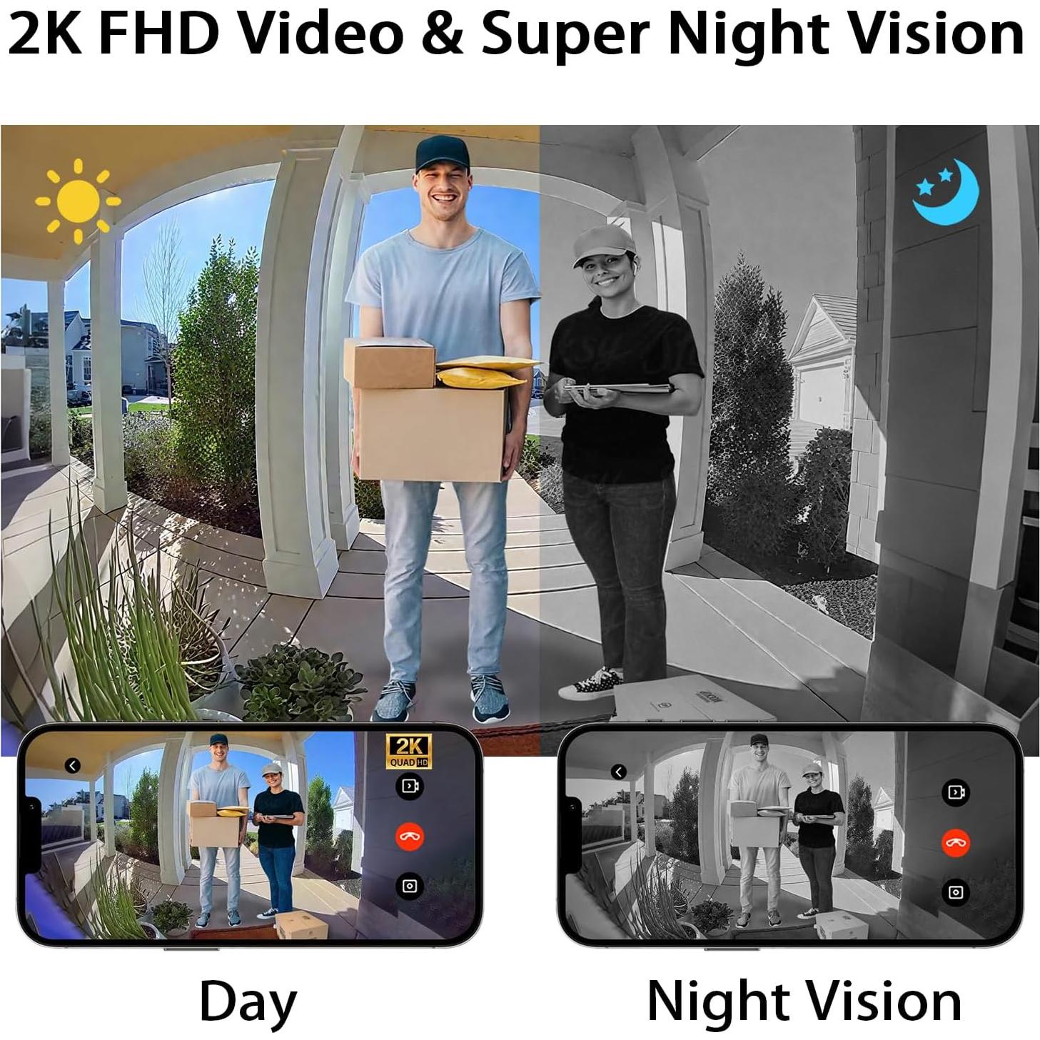 Cámara Timbre Video TTJ 2K WiFi 2.4GHz IP65 Visión Nocturna