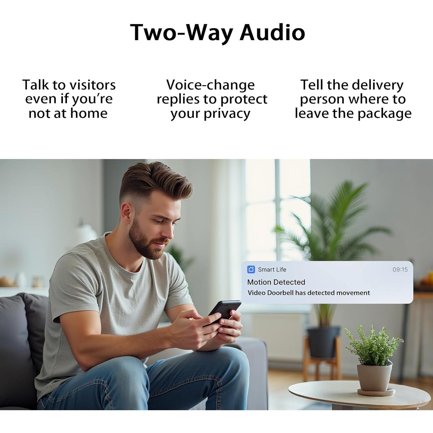 Cámara Timbre Video TTJ 2K WiFi 2.4GHz IP65 Visión Nocturna