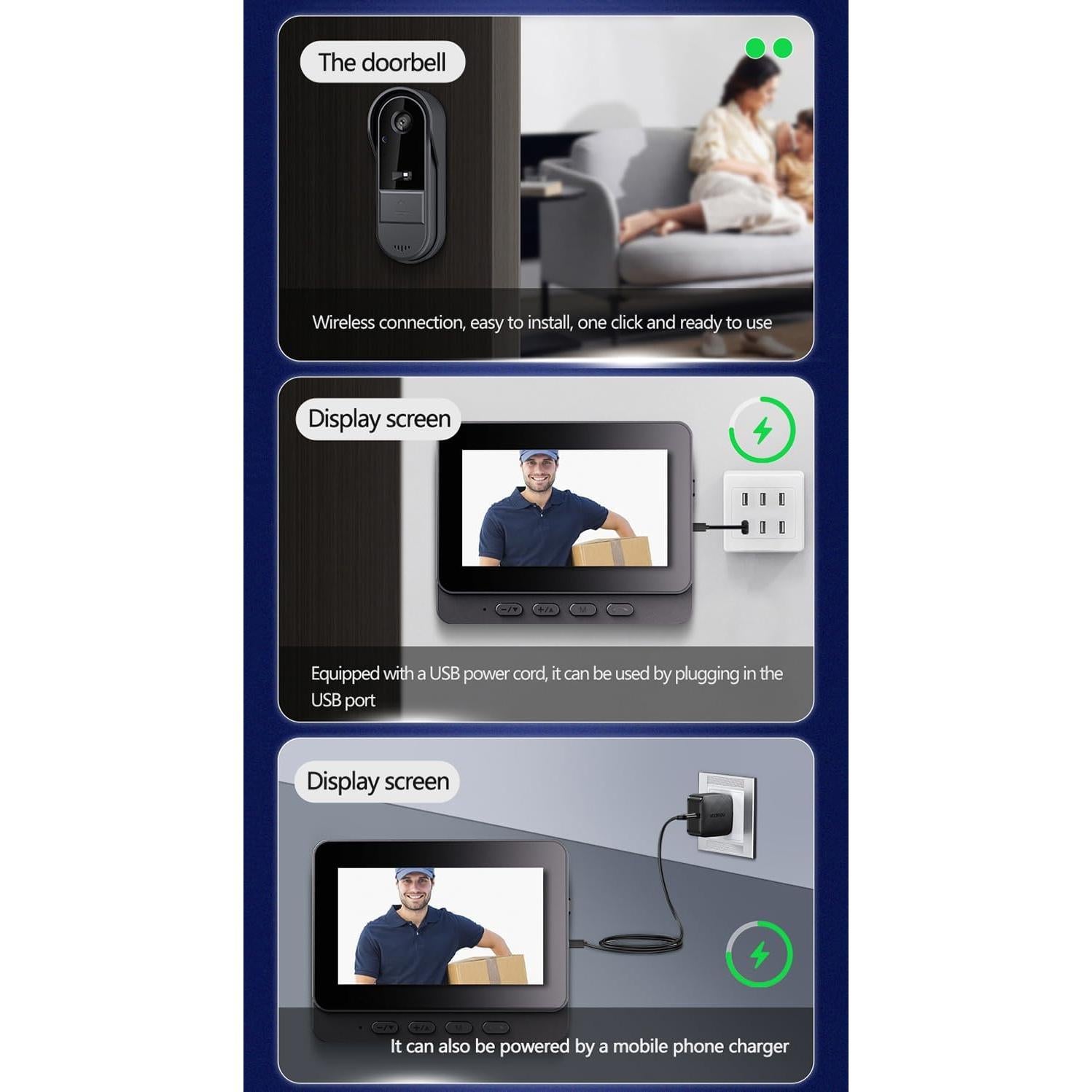 Cámara de Timbre de Video Inalámbrico TKMARS M15 HD 1080P