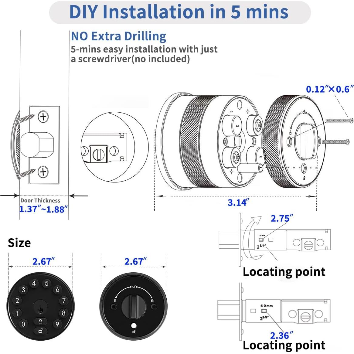 Cerradura inteligente Buoan YL-68 sin llave con teclado
