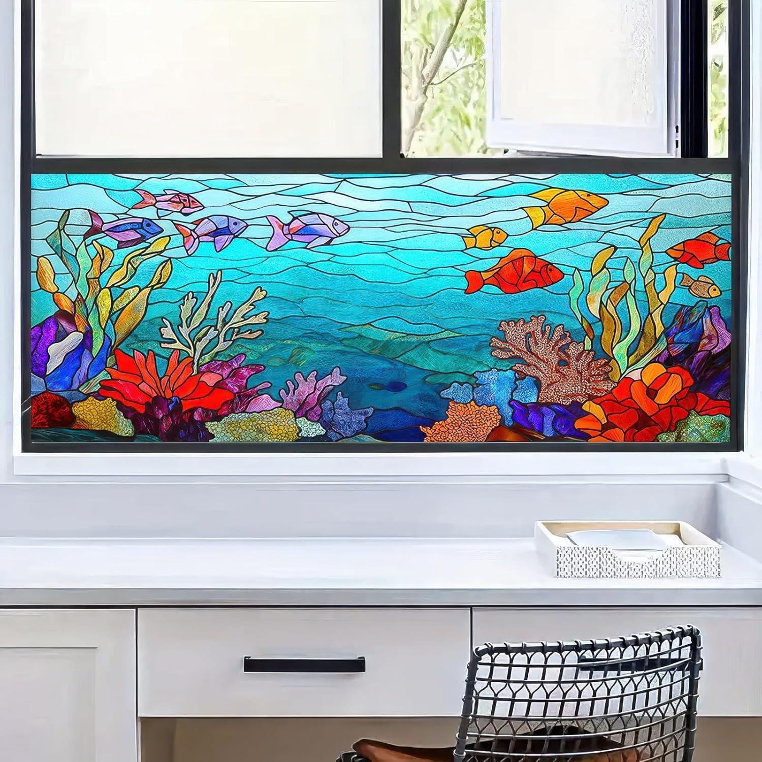 Película de Ventana Decorativa BlissYard 100x45 cm Submarina