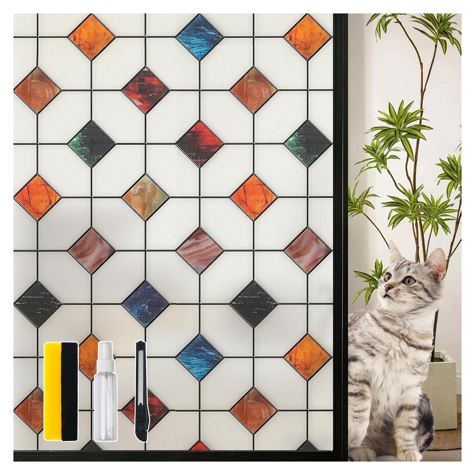 Película de Ventana Templada DKTIE 45x200cm, Patrón Geométrico