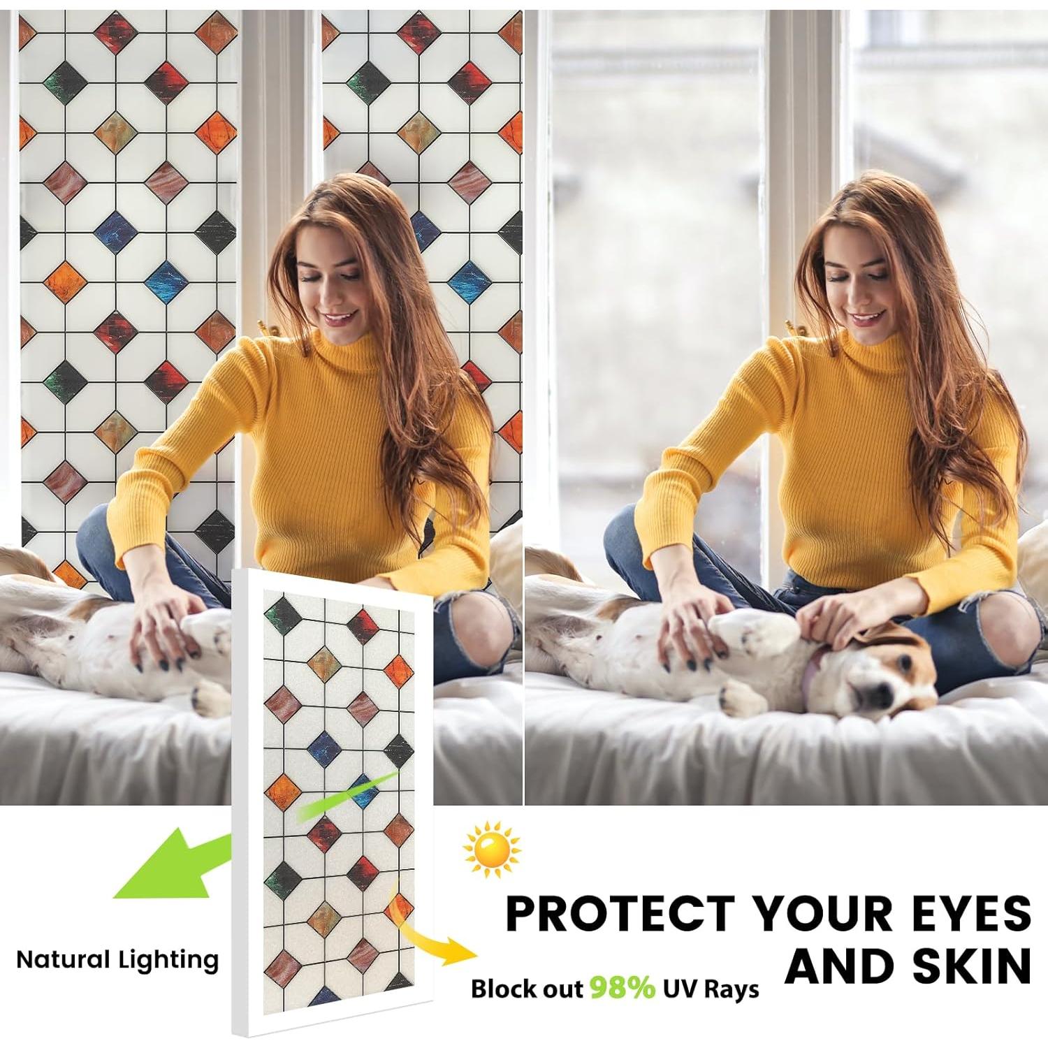 Película de Ventana Templada DKTIE 45x200cm, Patrón Geométrico