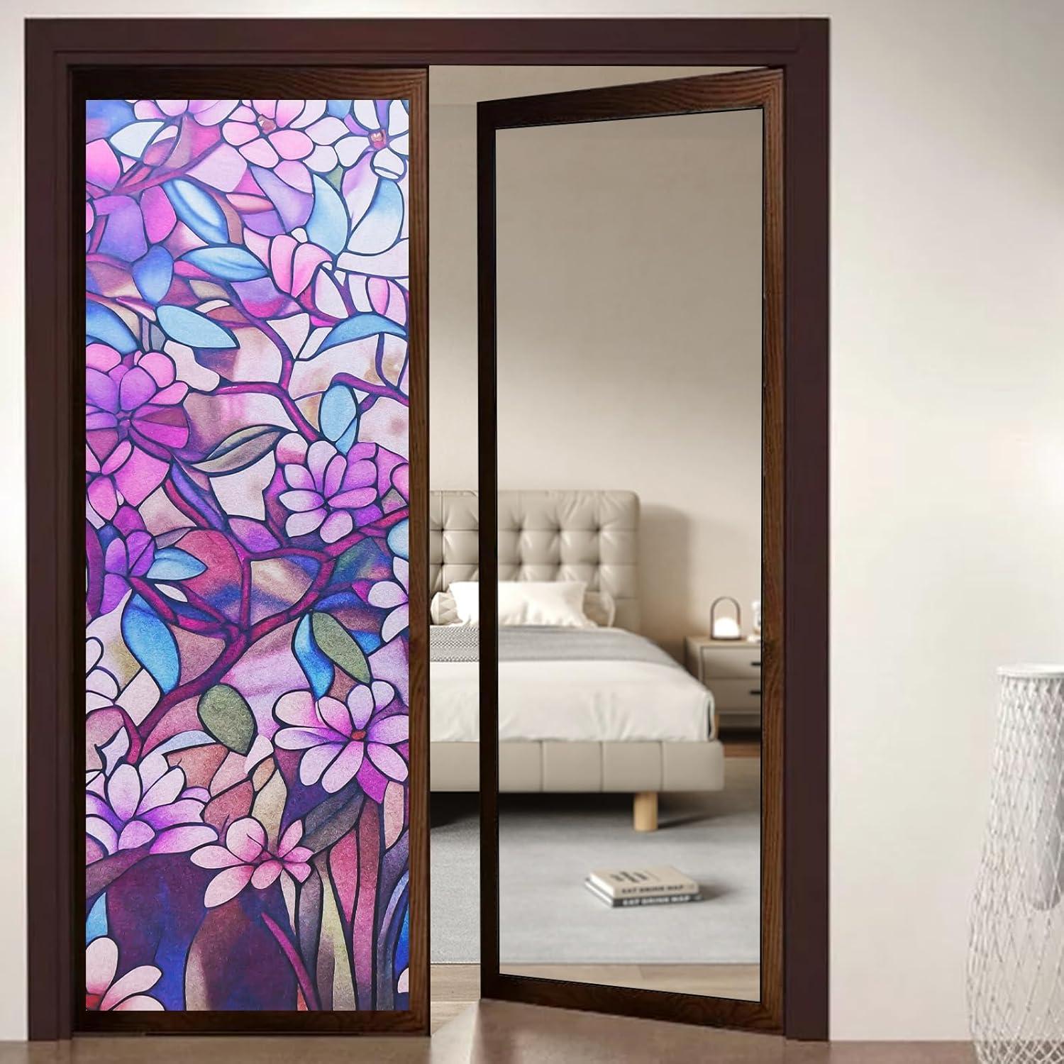 Película de Privacidad para Ventanas Genérica 61x91 cm Floral Morado