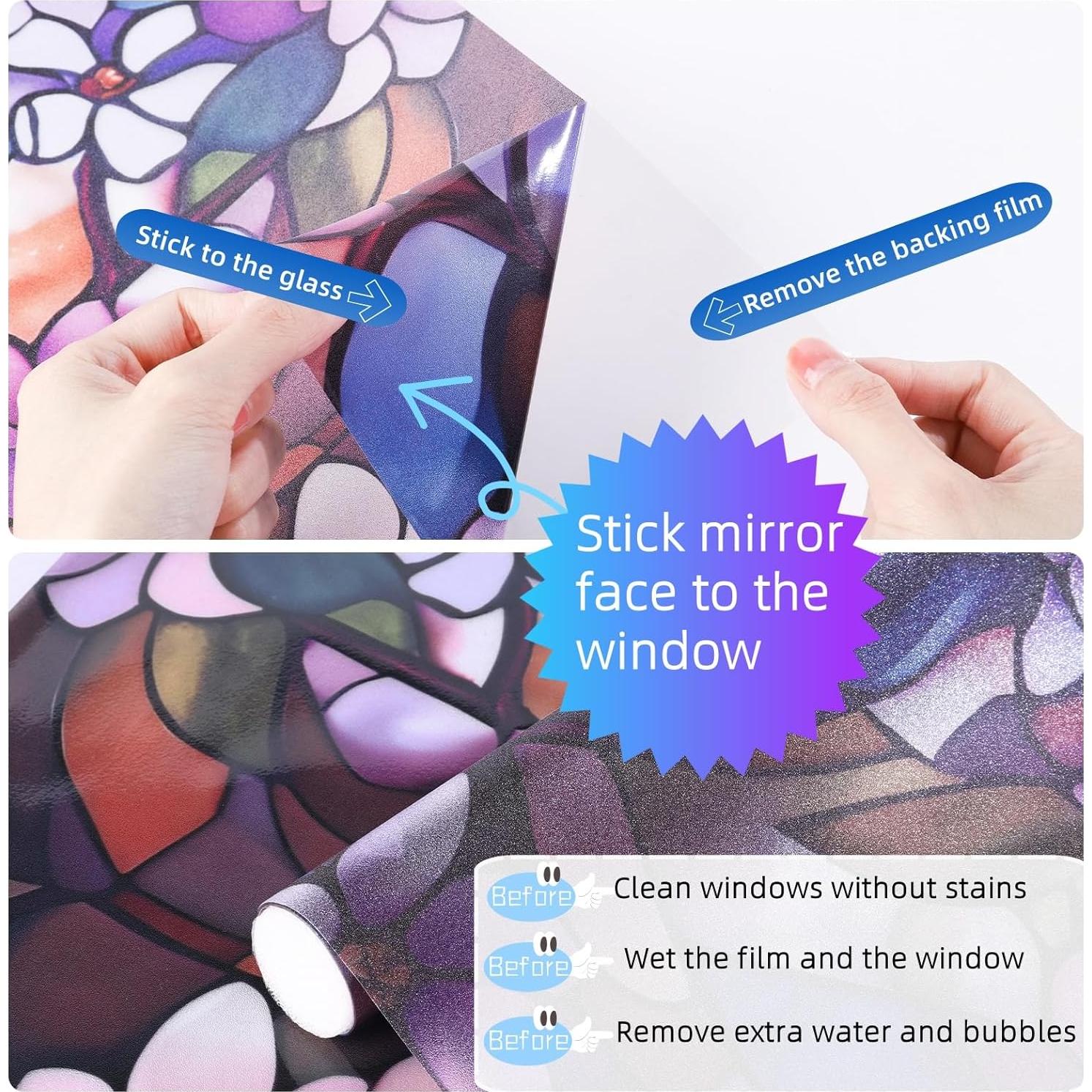 Película de Privacidad para Ventanas Genérica 61x91 cm Floral Morado