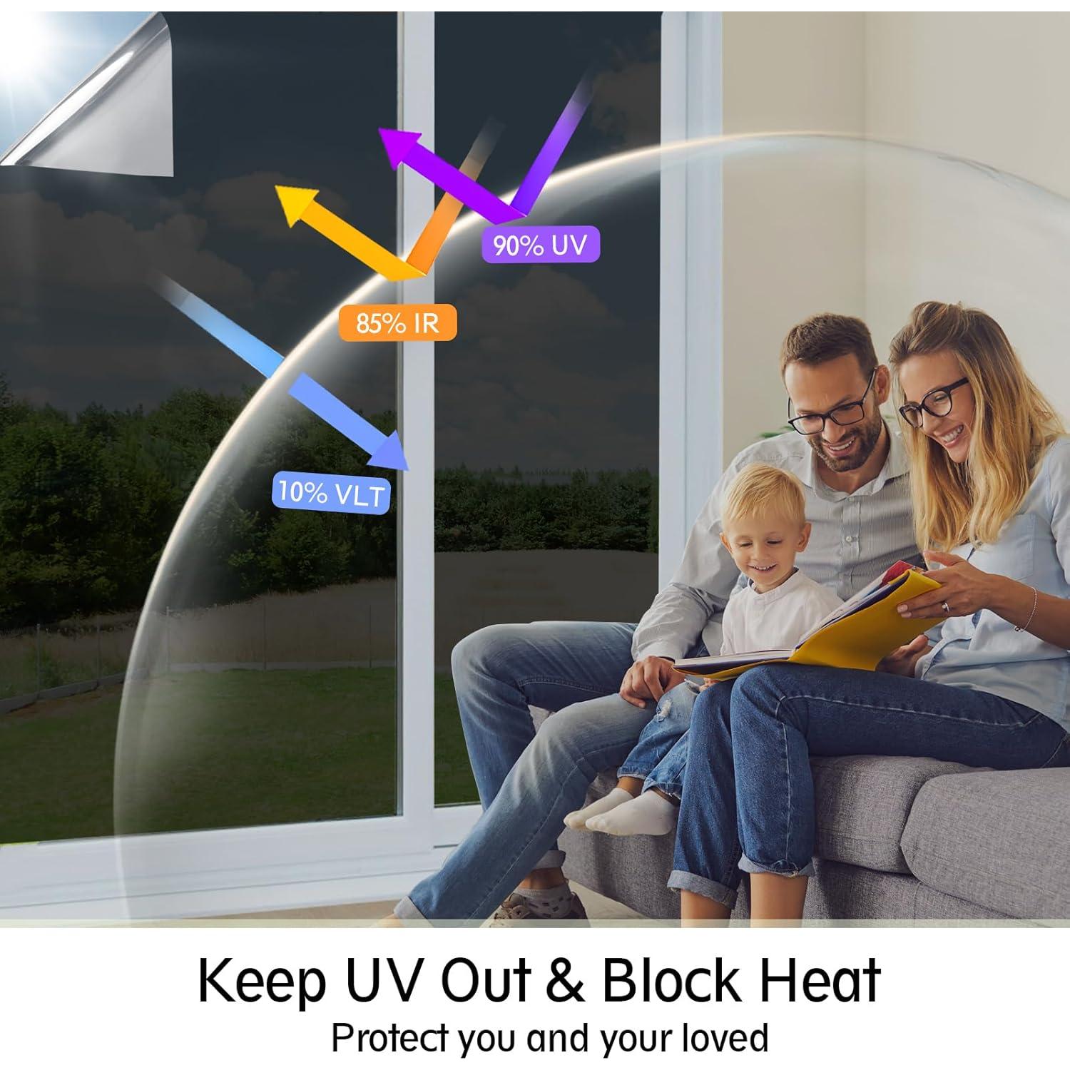 Película de Ventana Reflectante LOHOMEVE 44.5x198.1cm Anti UV