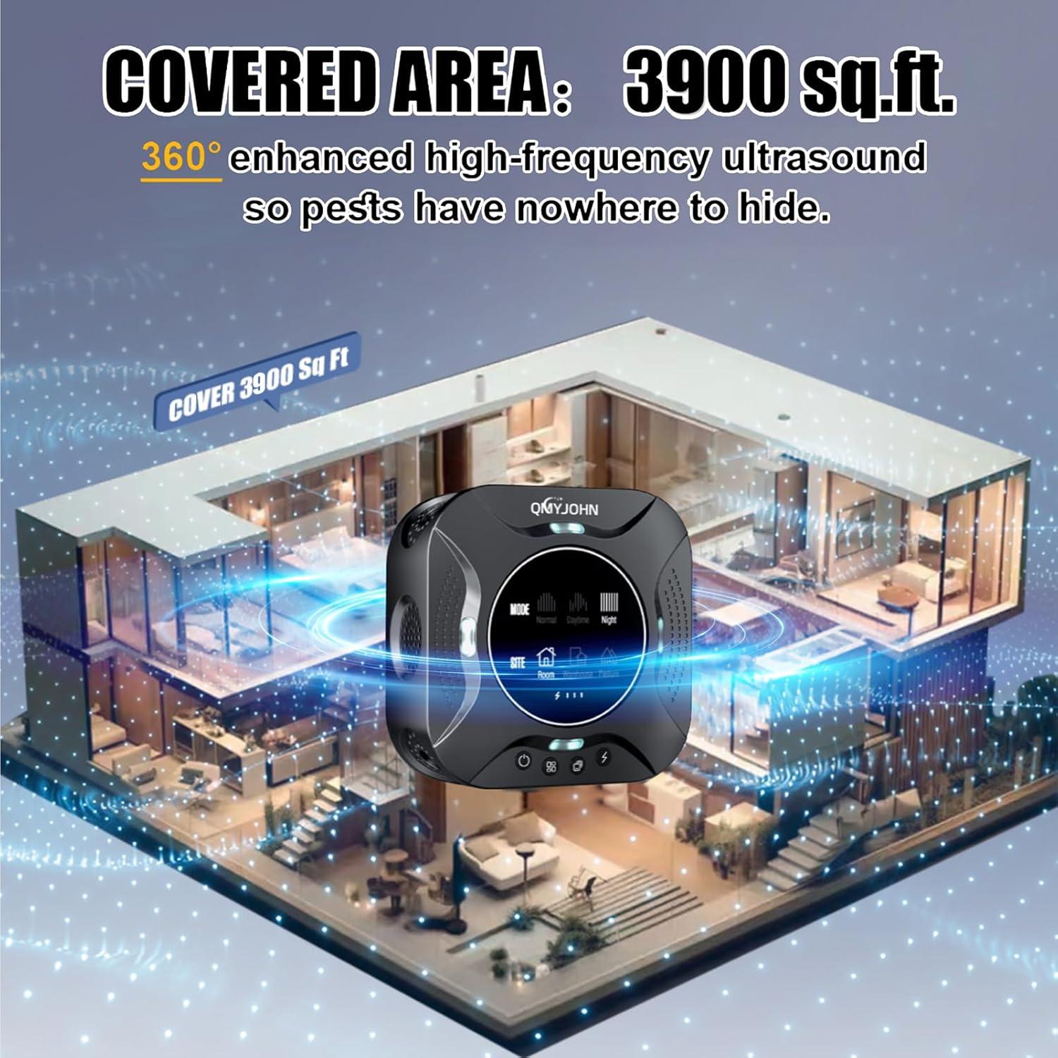 Repelente Ultrasónico de Plagas QMYJOHN con Pantalla LED
