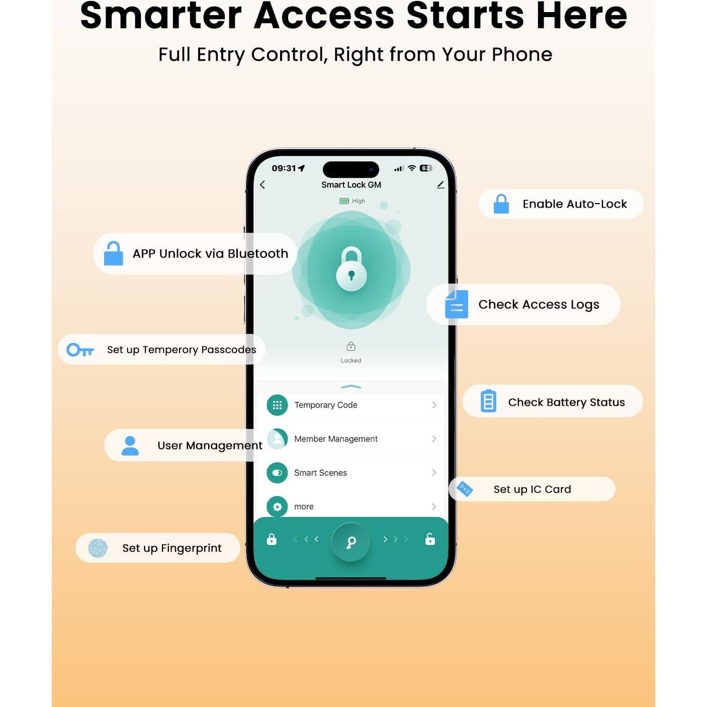 Cerradura Inteligente Bextgoo D10 con Huella Dactilar y Bluetooth