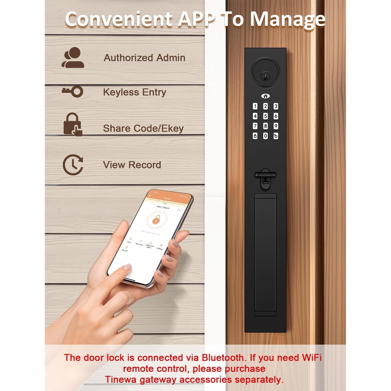Cerradura Inteligente Tinewa DLEDC9902BK con Manijas y Control APP
