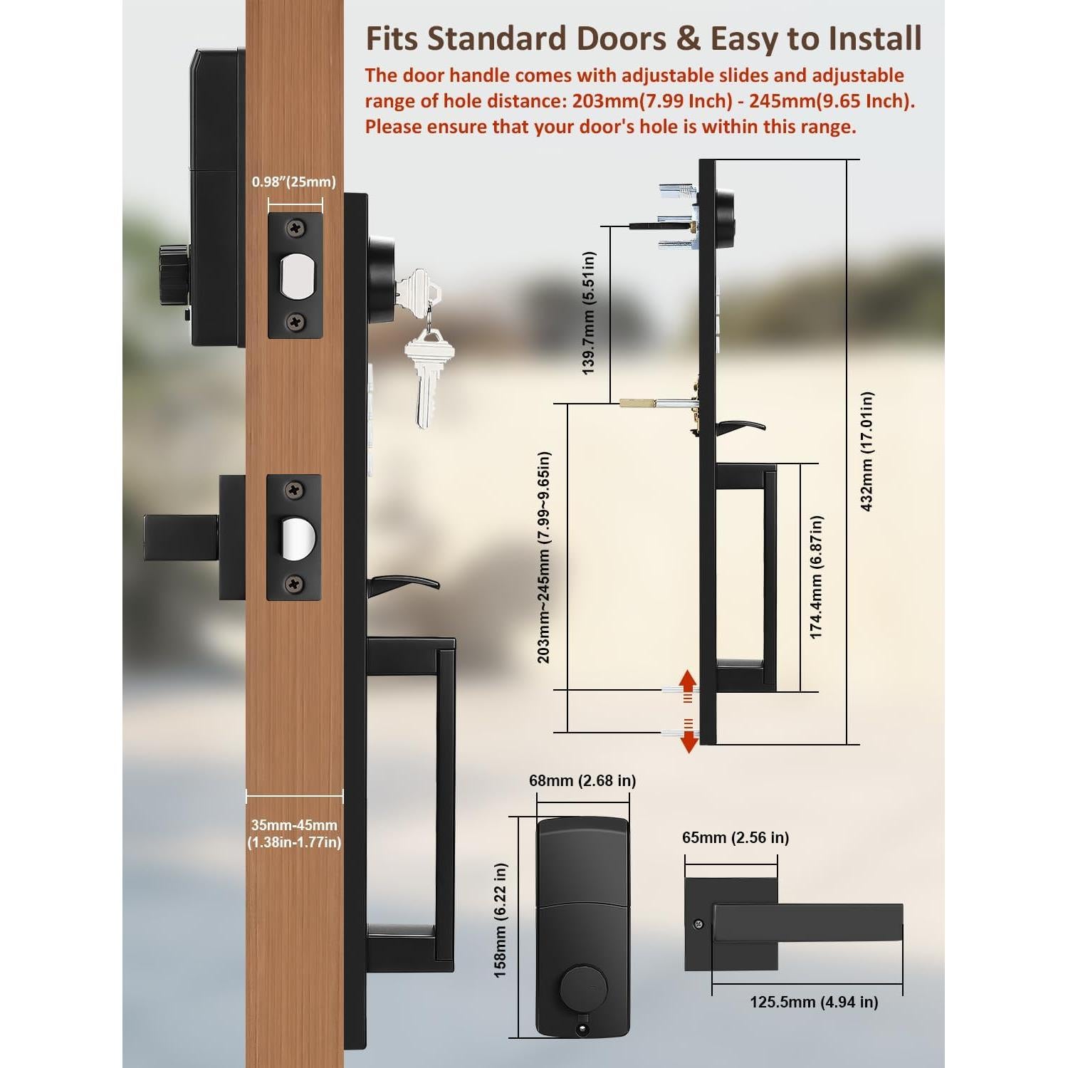 Cerradura Inteligente Tinewa DLEDC9902BK con Manijas y Control APP