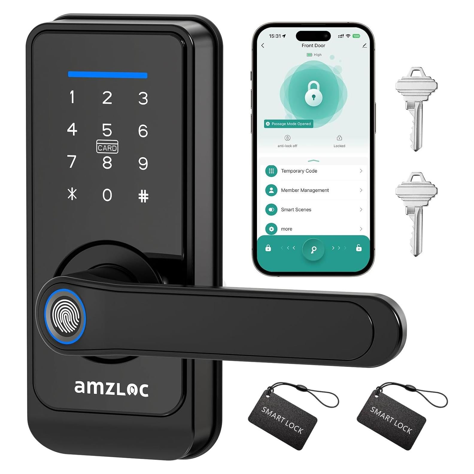 Cerradura Inteligente AMZLOC con Huella Dactilar y App Bluetooth