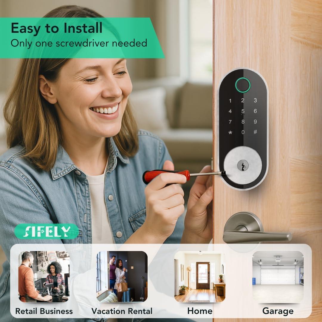 Cerradura Inteligente Sifely O con WiFi y Teclado - Acceso Remoto