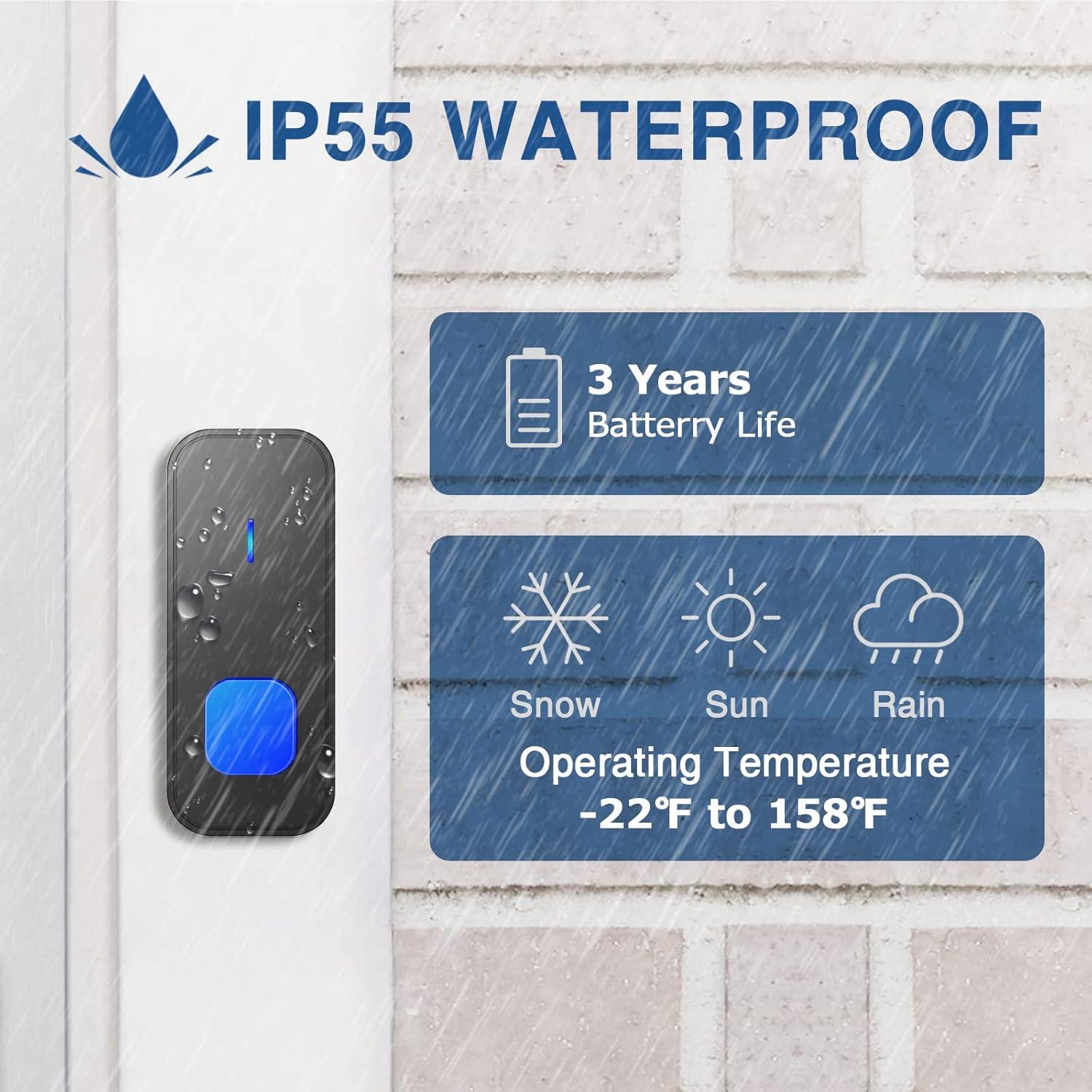 Timbre Inalámbrico SURFOU Impermeable 396m 55 Tonos 5 Volumen