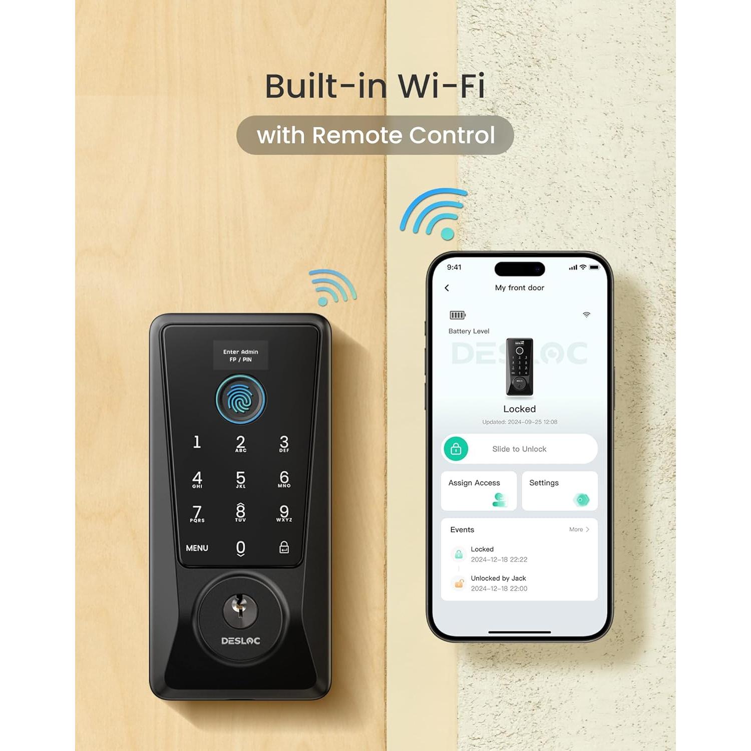 Cerradura Inteligente DESLOC D110 Plus Biométrica Wi-Fi Negro