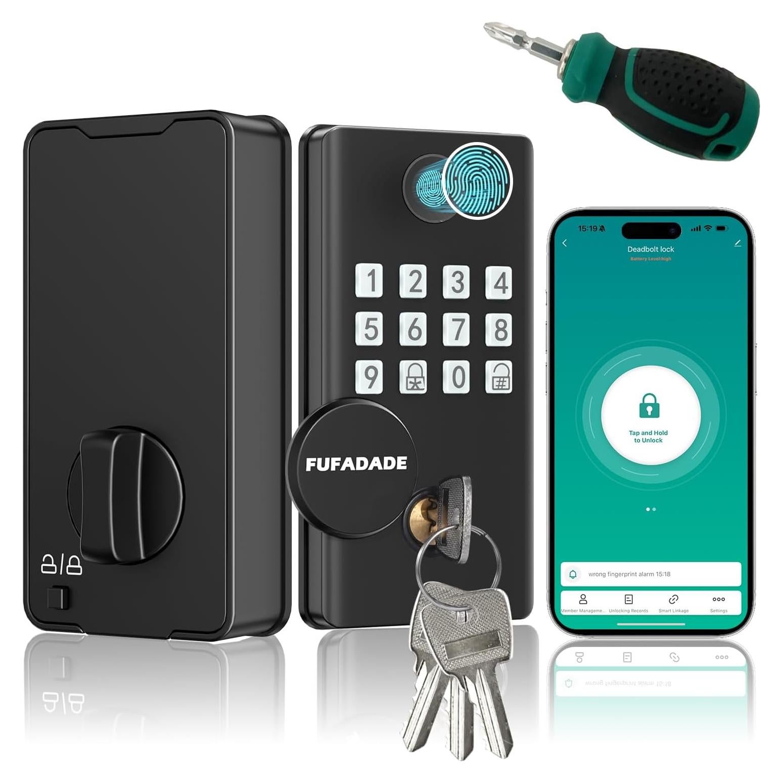 Cerradura Electrónica FUFADADE con Teclado y Huella Dactilar