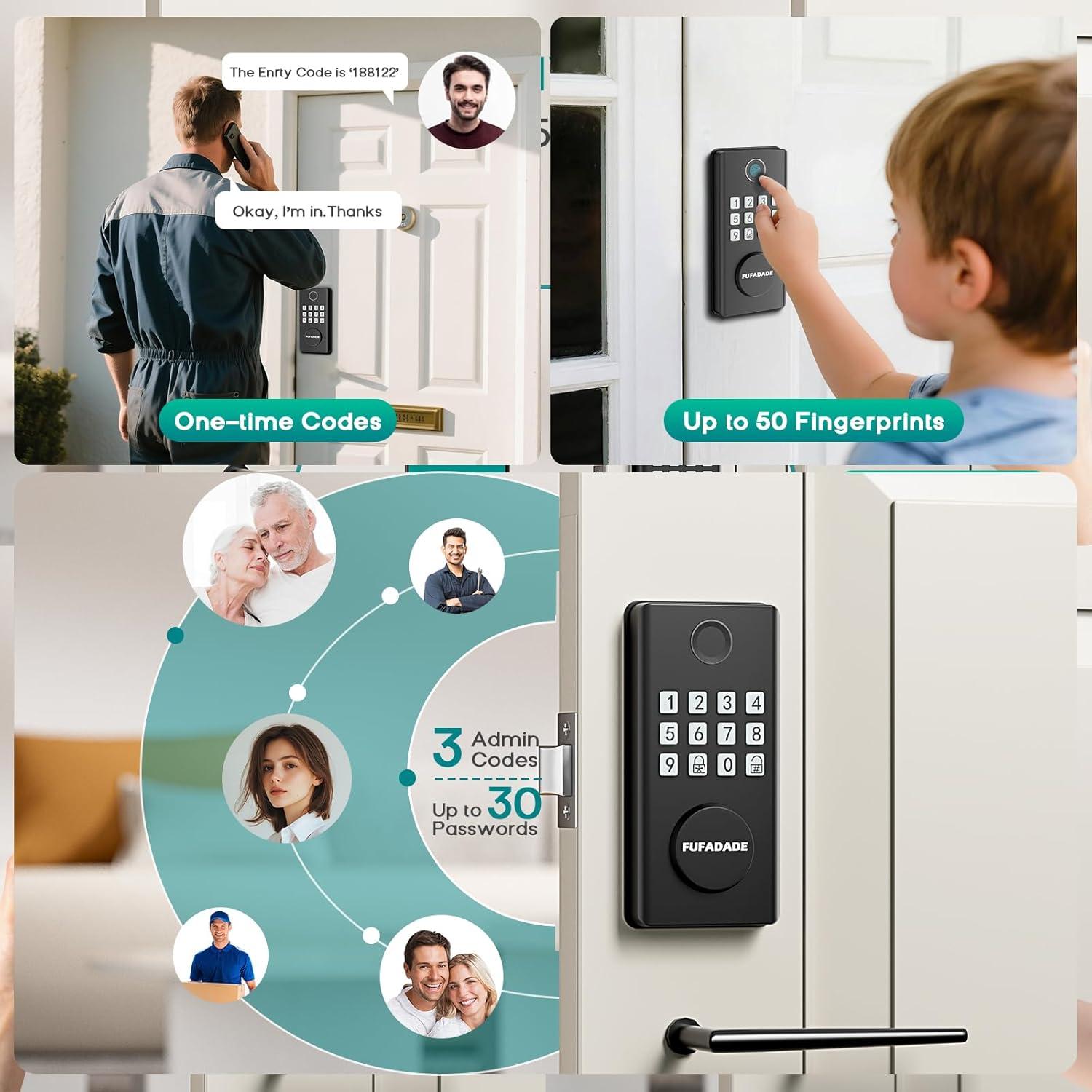 Cerradura Electrónica FUFADADE con Teclado y Huella Dactilar