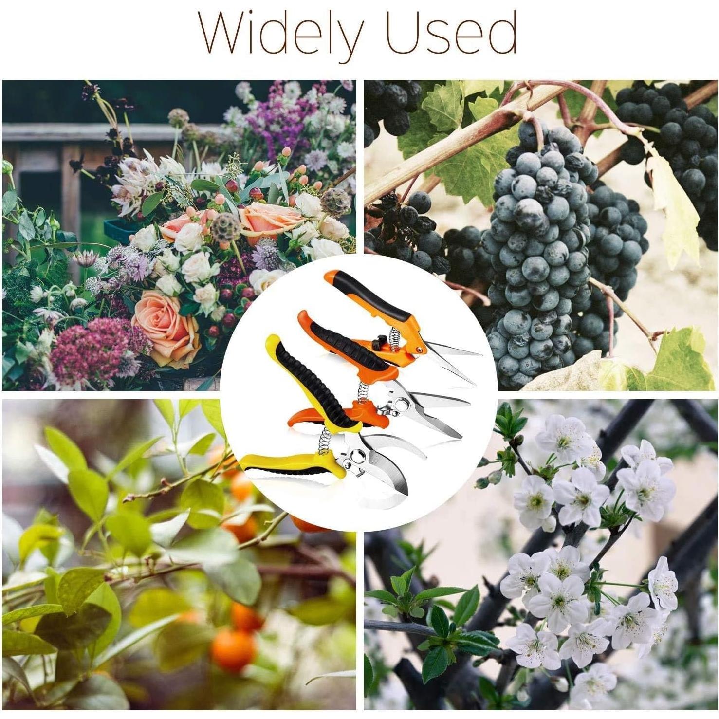 Juego de 3 Tijeras de Jardinería Wevove con Guantes - Acero Inoxidable