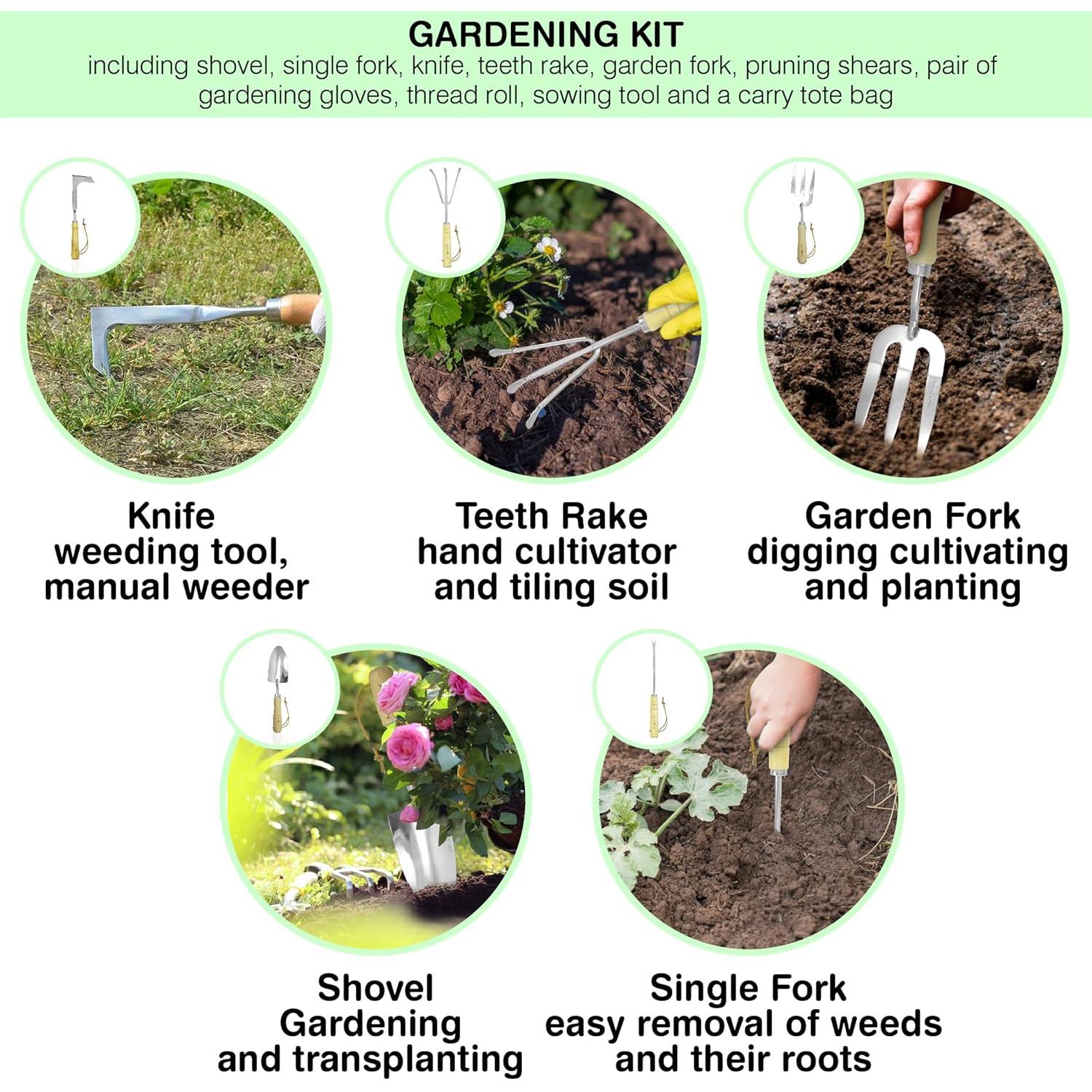 Juego de Herramientas de Jardín Natury - Acero Inoxidable Premium