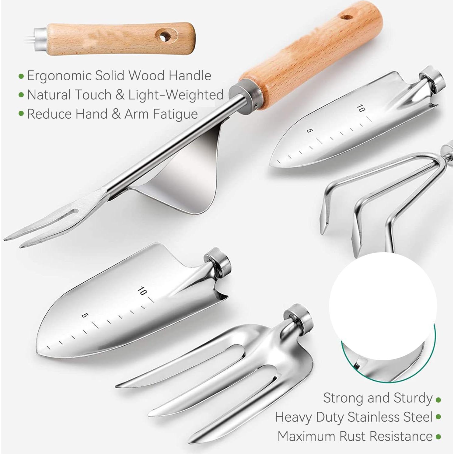 Juego de Herramientas de Jardinería KUKKUME 13 Piezas Acero Inoxidable