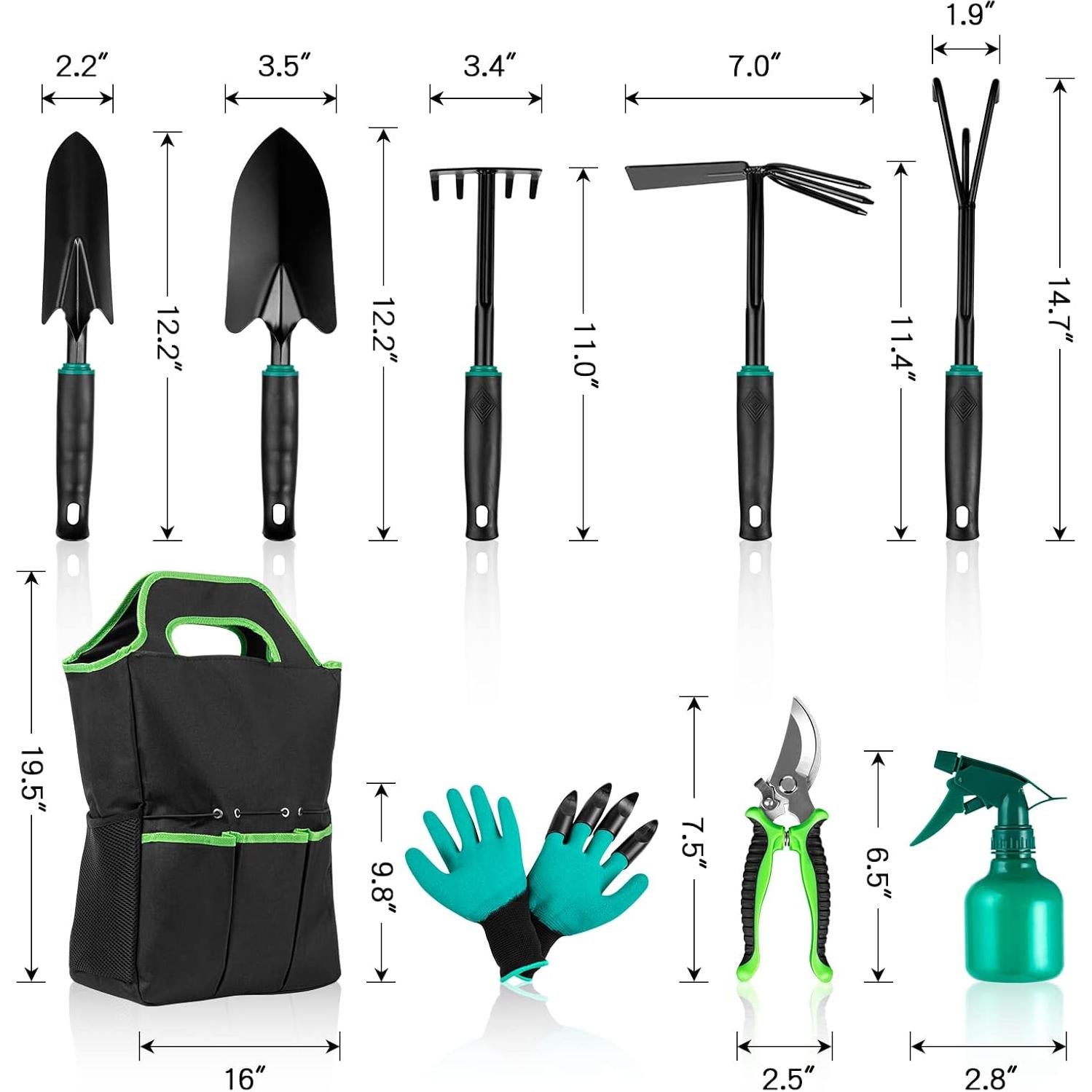 Juego de Herramientas de Jardín 9 Piezas Richday con Bolsa