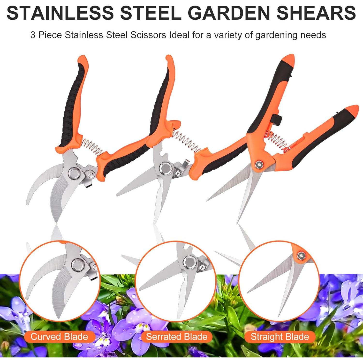 Juego de 3 Tijeras de Jardín ACHRWFQ de Acero Inoxidable