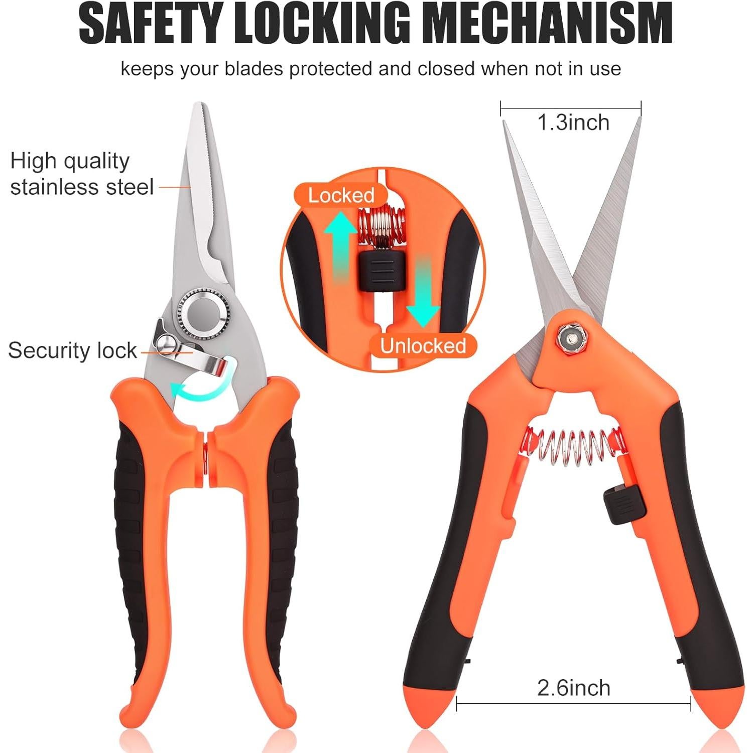 Juego de 3 Tijeras de Jardín ACHRWFQ de Acero Inoxidable