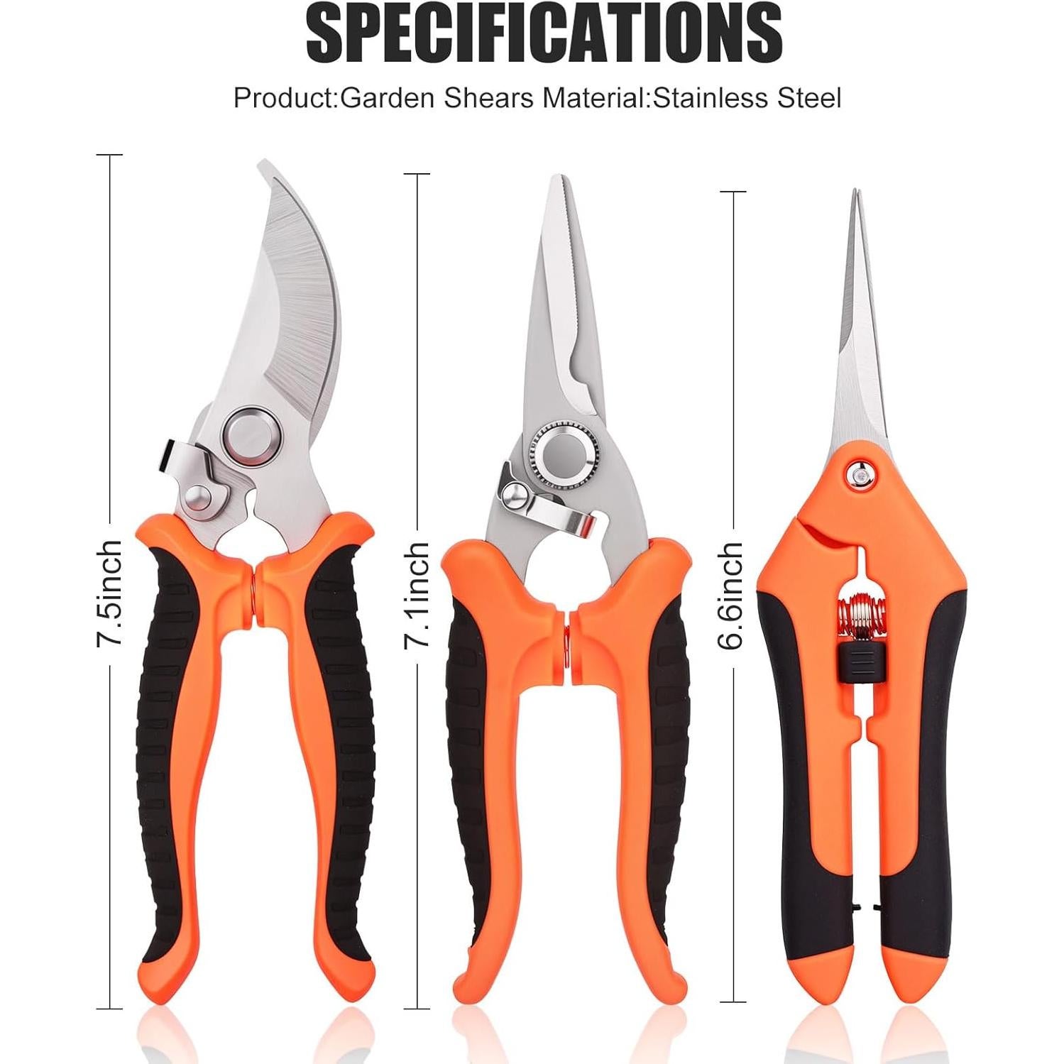 Juego de 3 Tijeras de Jardín ACHRWFQ de Acero Inoxidable