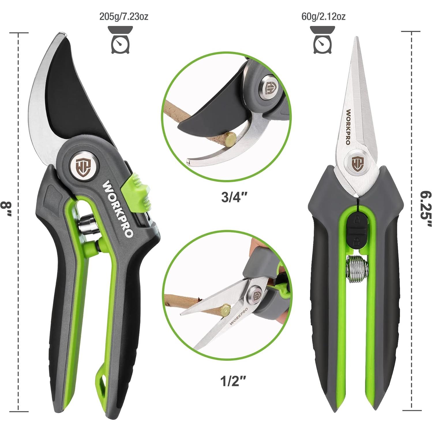 Tijeras de podar WORKPRO 2 piezas 20.32 cm y 15.88 cm