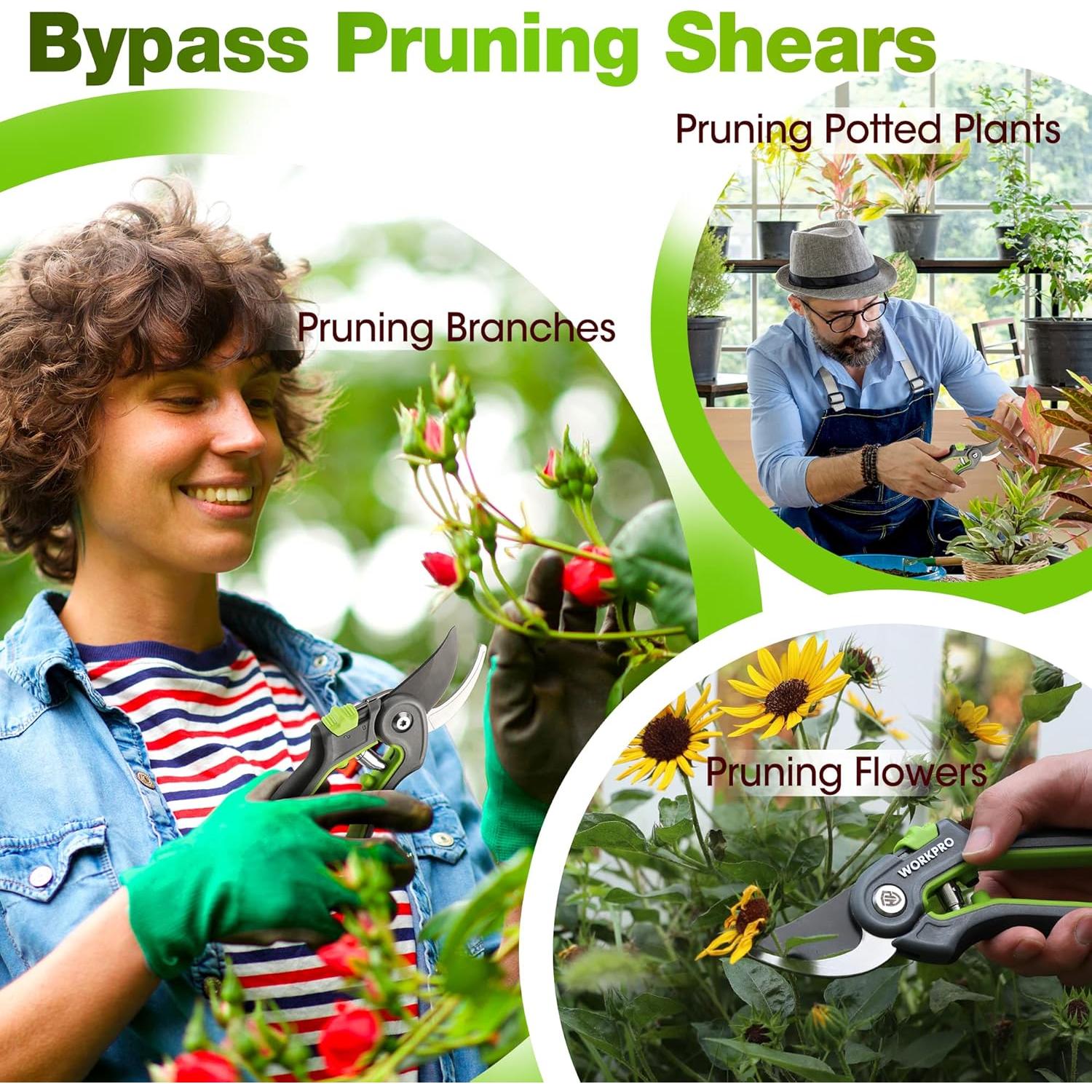Tijeras de podar WORKPRO 2 piezas 20.32 cm y 15.88 cm