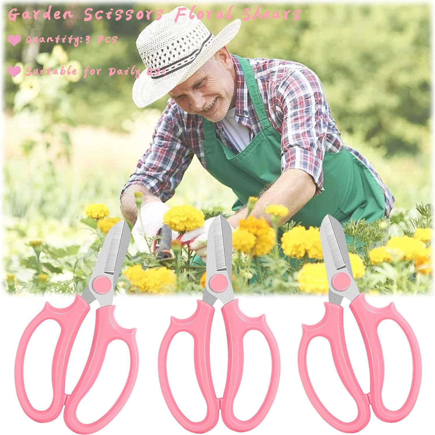 Tijeras de Jardín OJYUDD 3 Pcs Profesionales Rosa 16.5 cm