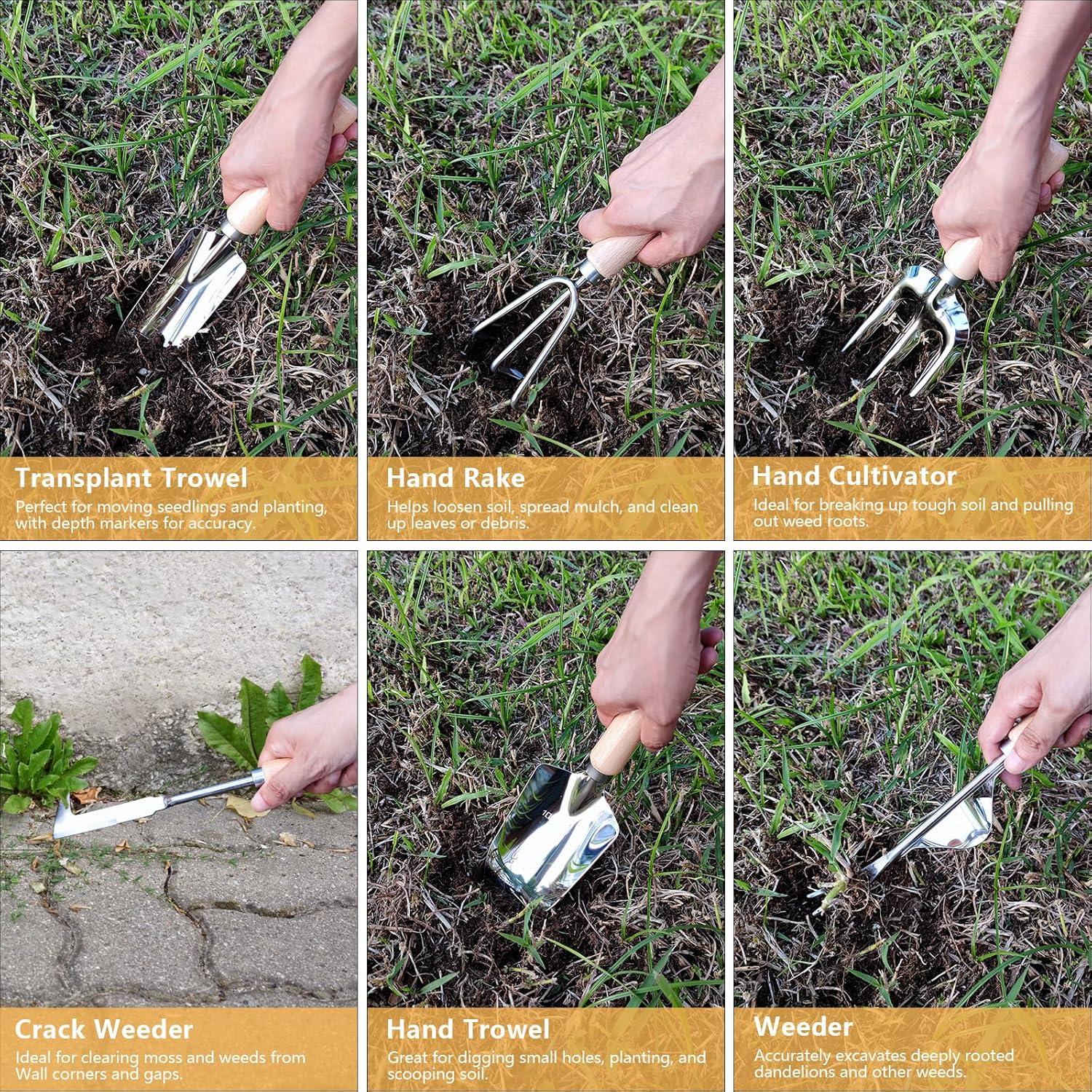 Juego de Herramientas de Jardinería DWFKHT 6 Piezas Acero Inoxidable