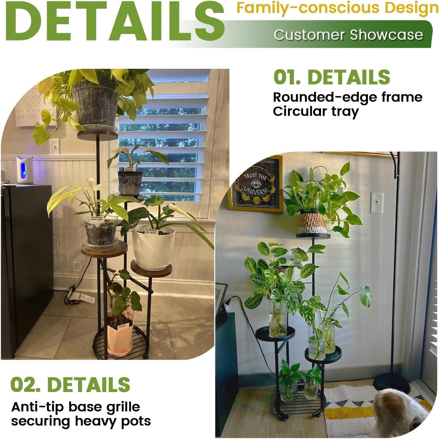 Soporte para Plantas TOSKING 5 Niveles Metal Blanco y Madera 106.68 cm