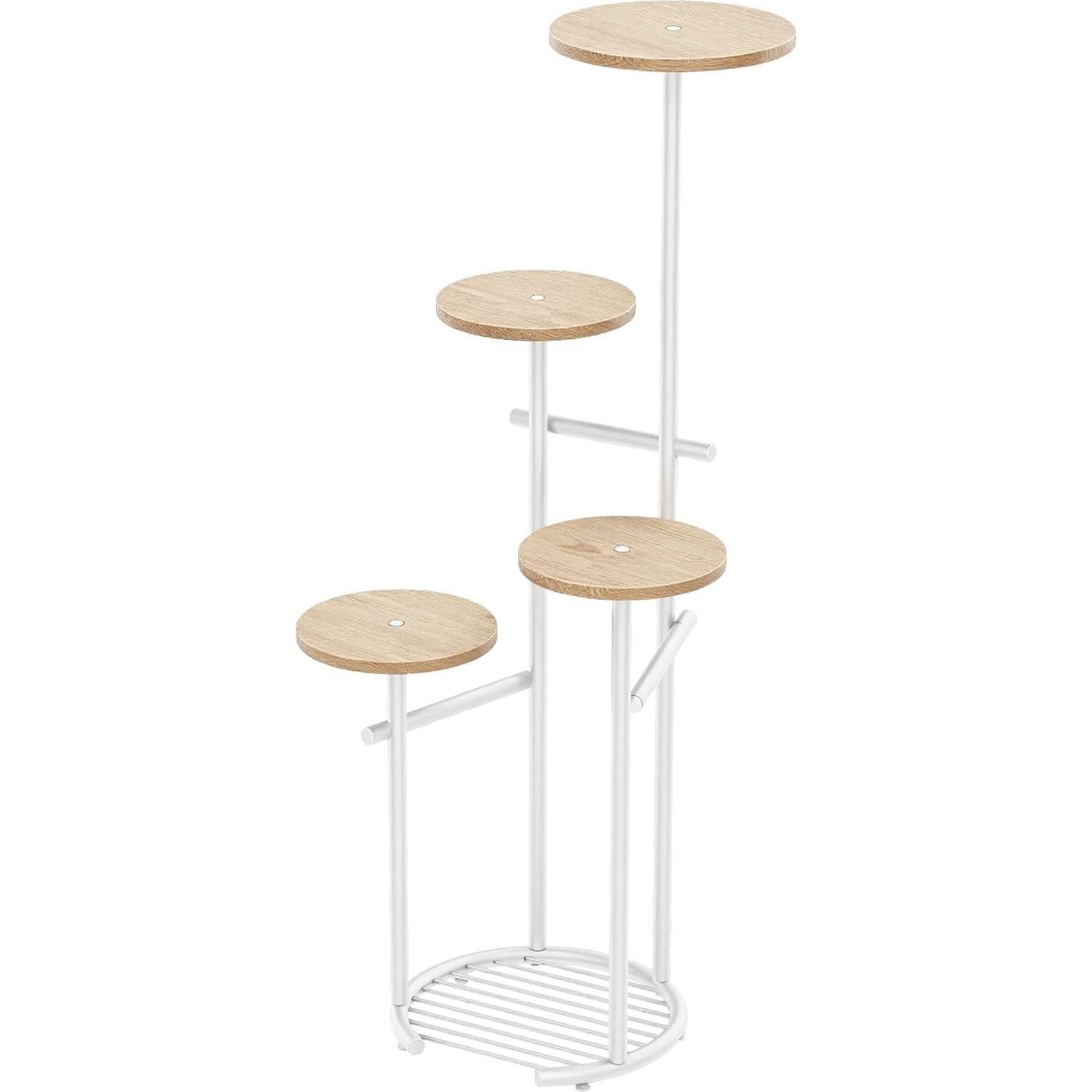 Soporte para Plantas TOSKING 5 Niveles Metal Blanco y Madera 106.68 cm