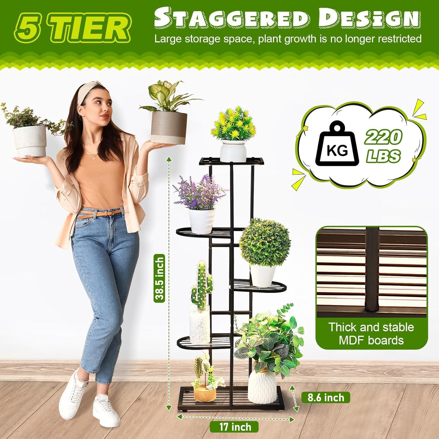 Soporte para Plantas Feekoon 5 Niveles con Luces LED Espectro Completo