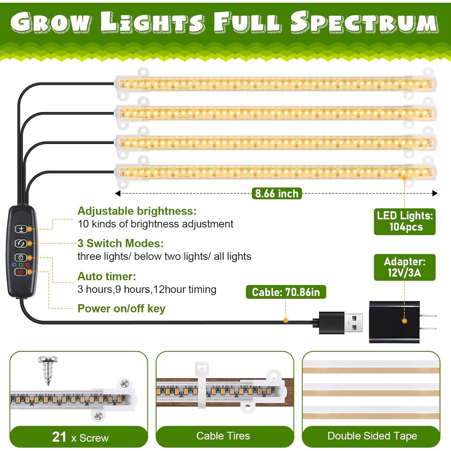Soporte para Plantas Feekoon 5 Niveles con Luces LED Espectro Completo