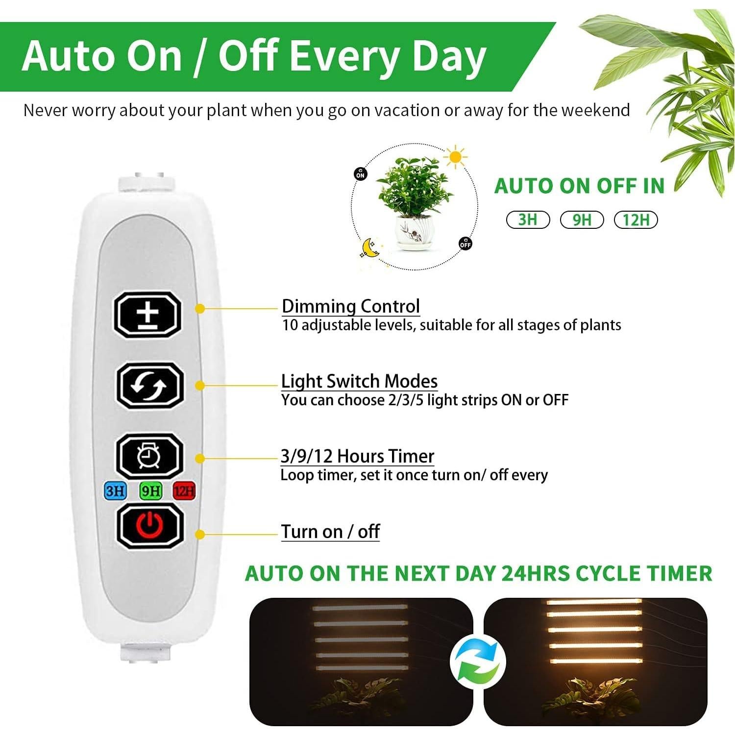 Tira de Luz de Crecimiento LED Carzos 5 Tiras 240 LEDs