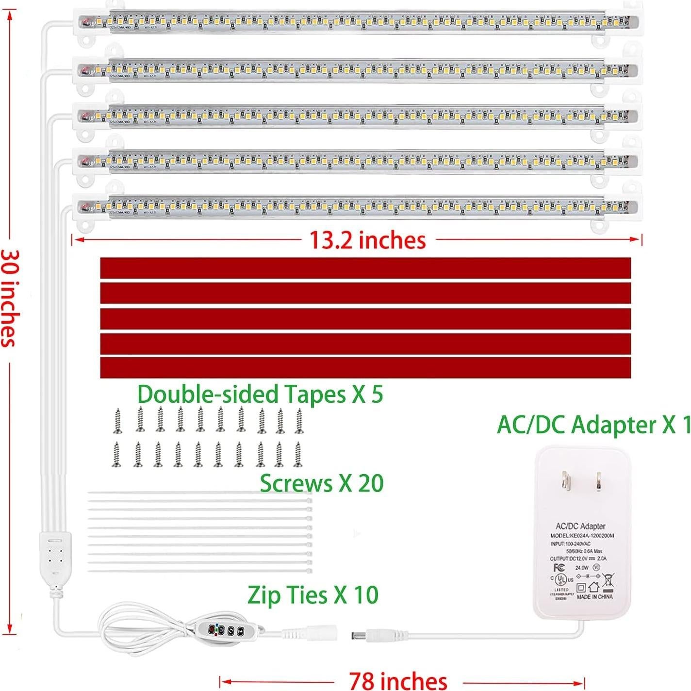 Tira de Luz de Crecimiento LED Carzos 5 Tiras 240 LEDs
