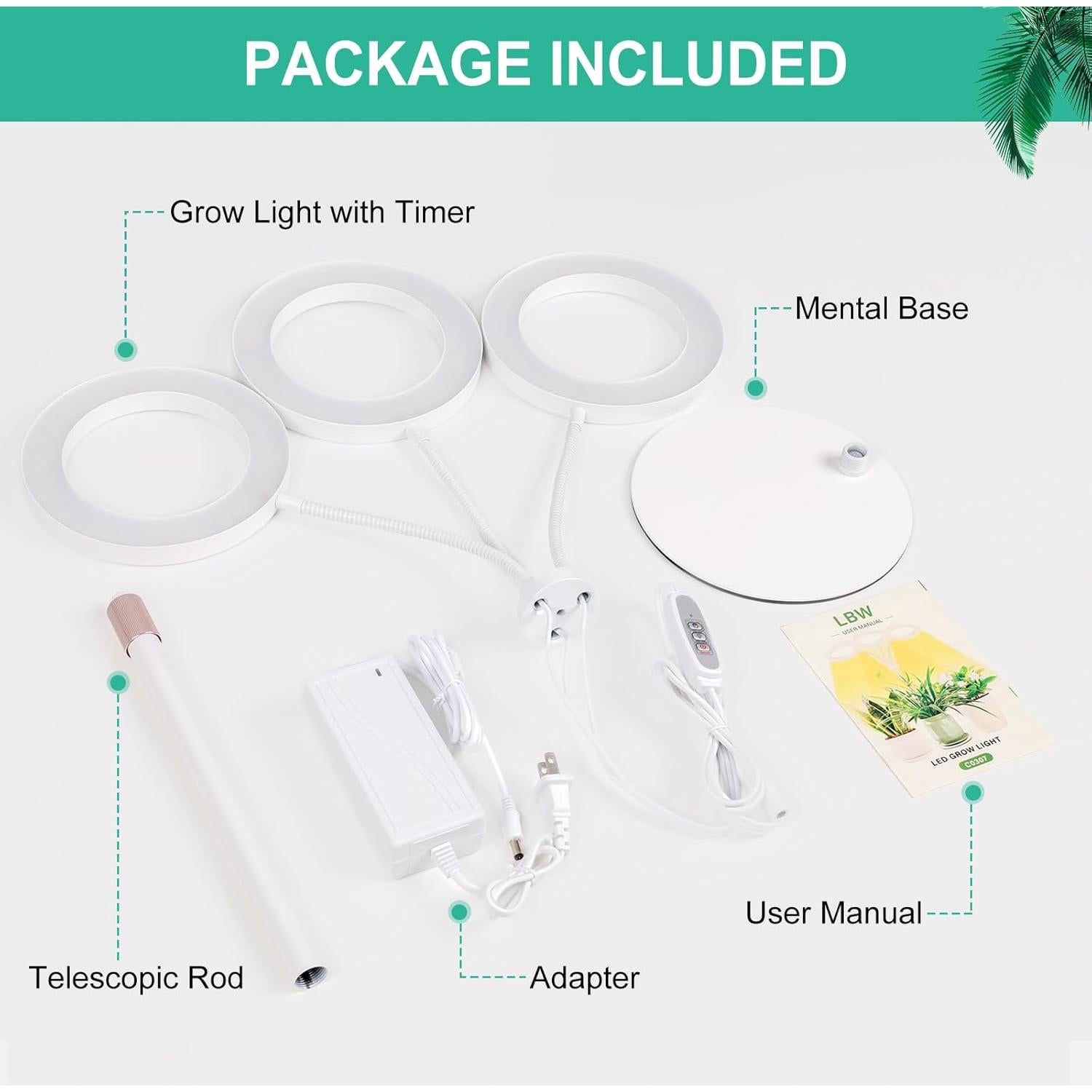 Luz de Crecimiento de Plantas LBW 72 LEDs 30W Ajustable
