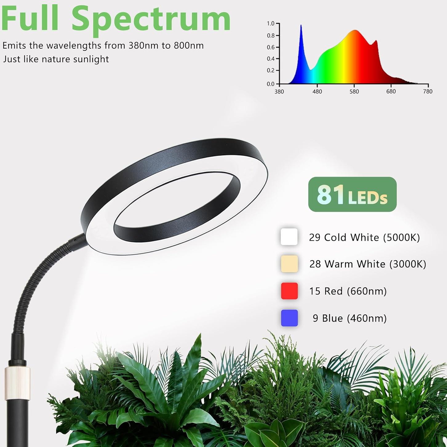 Luz de Crecimiento LED Geciliaoran 173 cm Espectro Completo