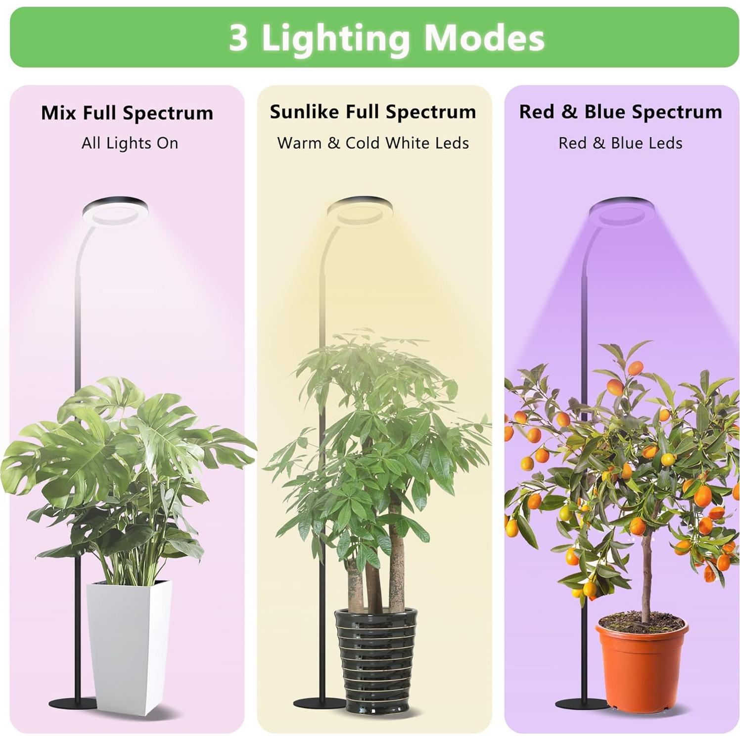 Luz de Crecimiento LED Geciliaoran 173 cm Espectro Completo