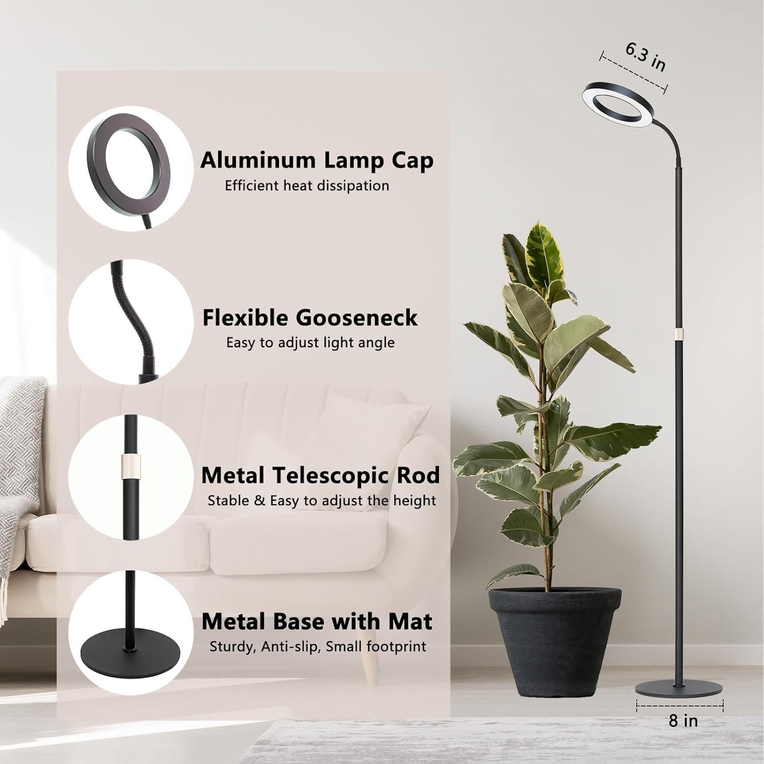 Luz de Crecimiento LED Geciliaoran 173 cm Espectro Completo