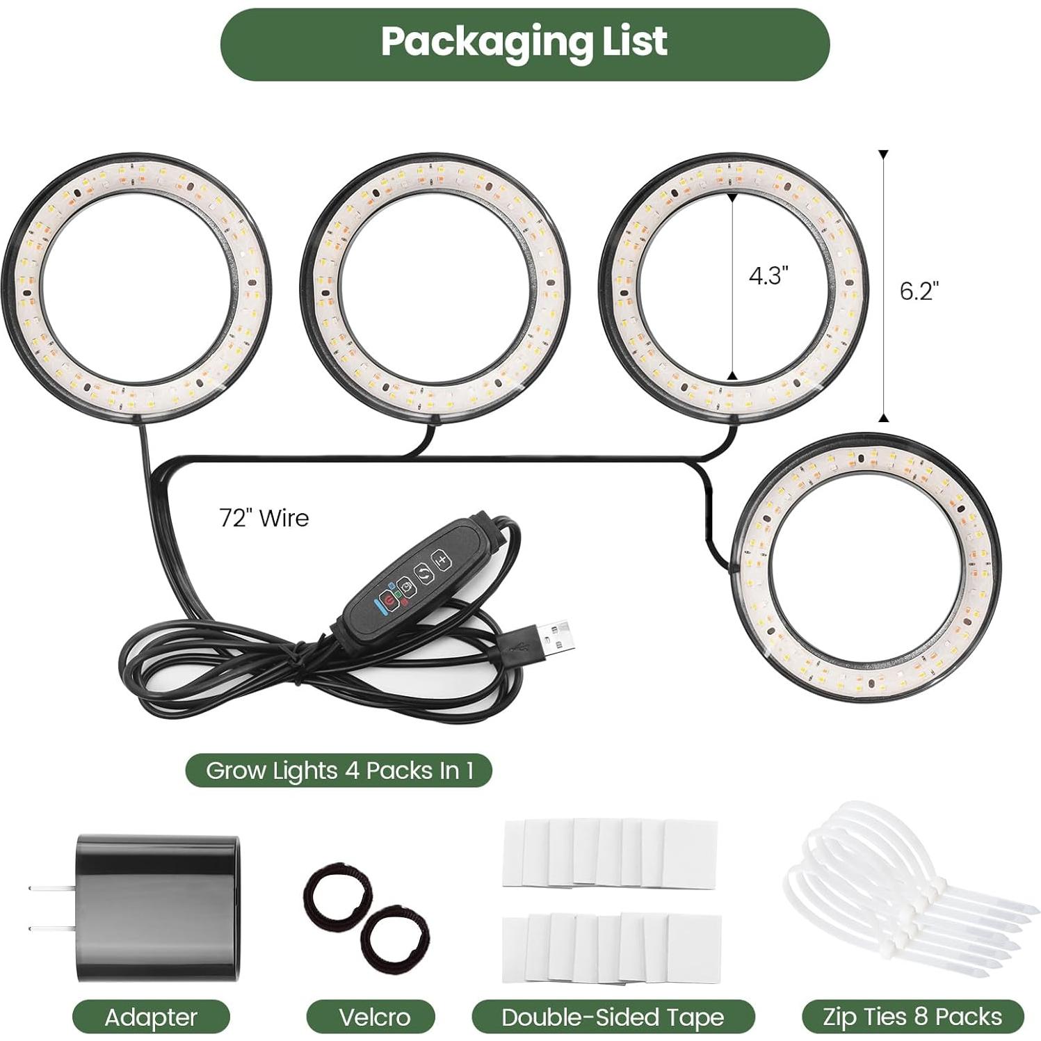 Luz de Crecimiento de Techo Mosthink 16x16cm 288 LEDs Espectro Completo