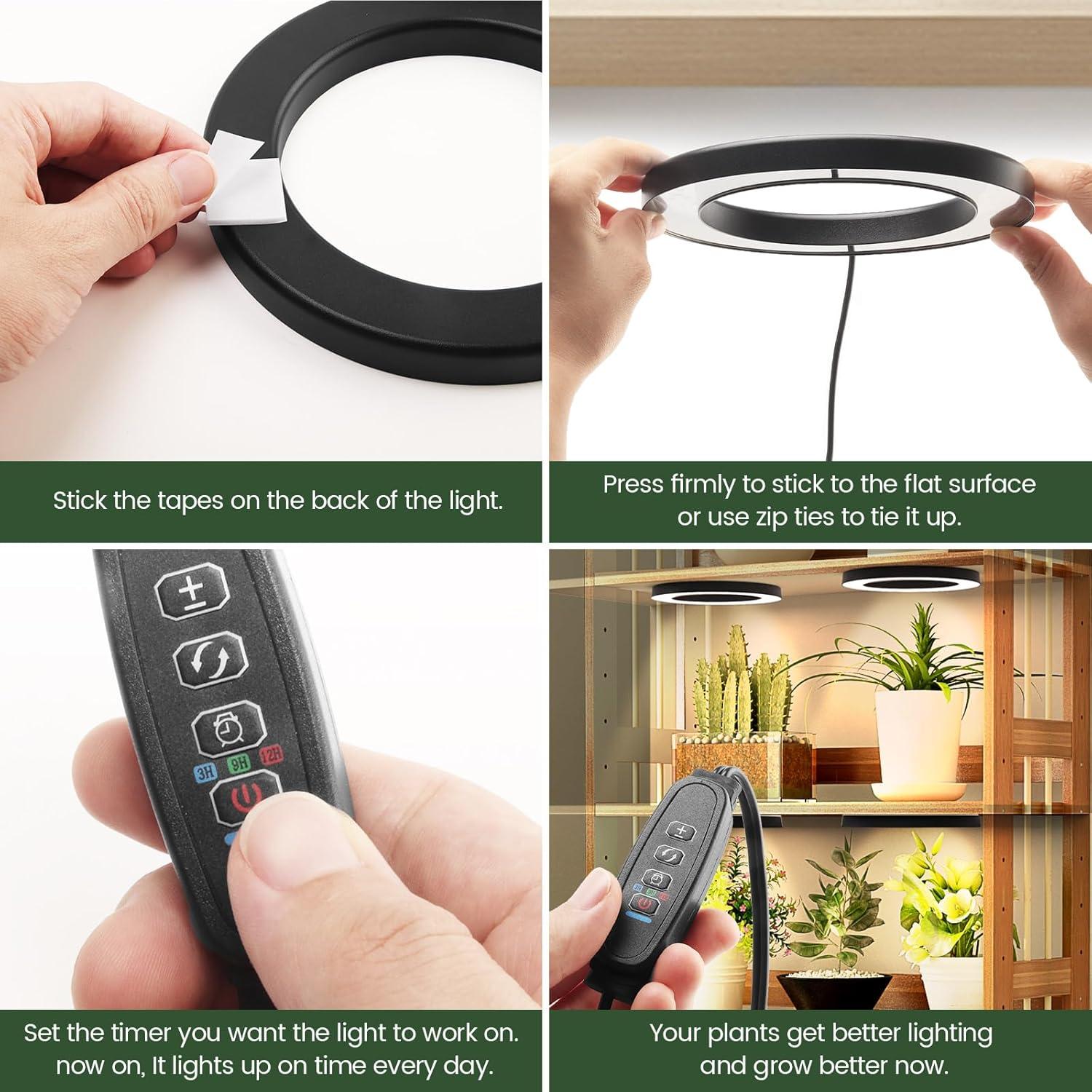 Luz de Crecimiento de Techo Mosthink 16x16cm 288 LEDs Espectro Completo