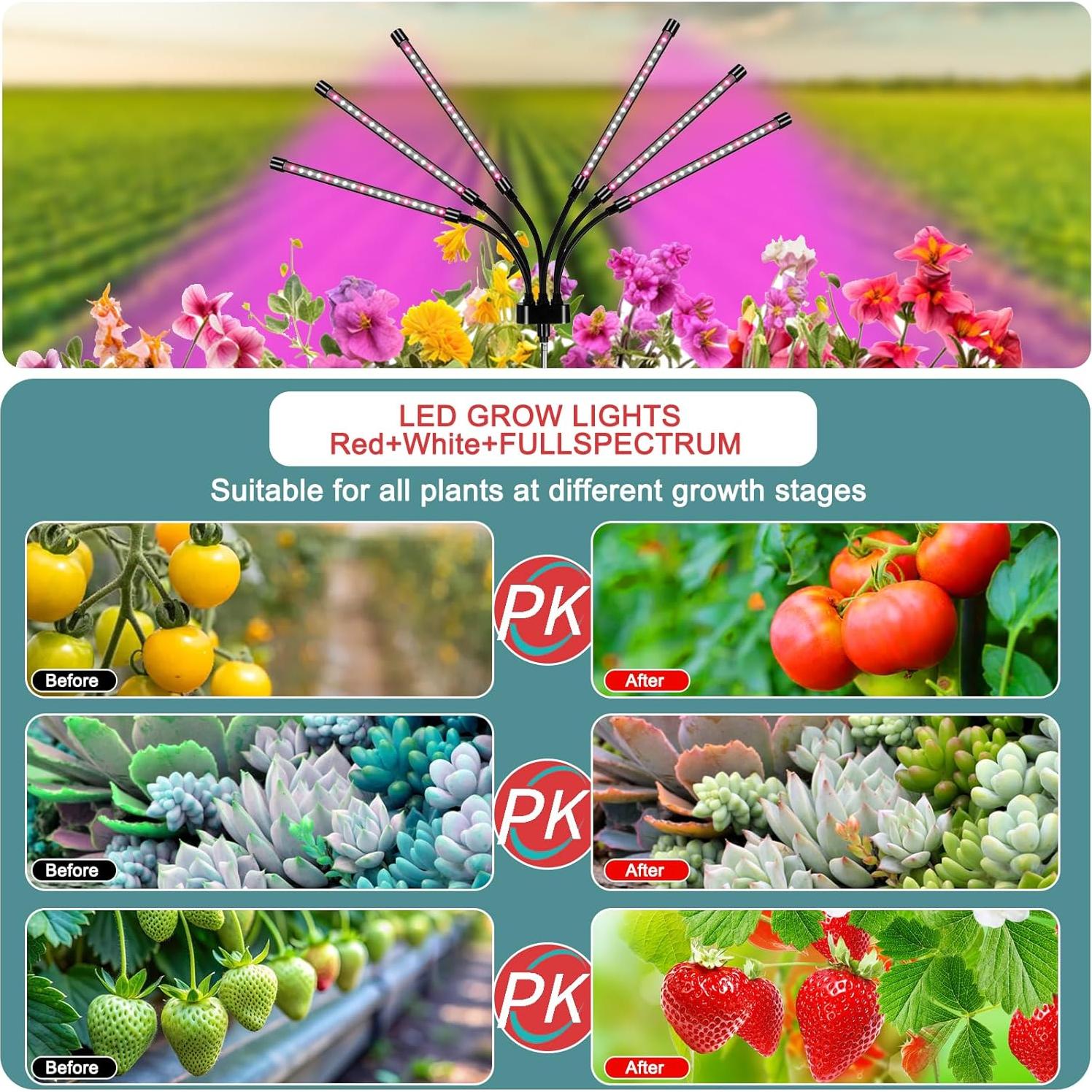 Luz de Crecimiento LED Mefflypee Tipo B con Trípode Ajustable