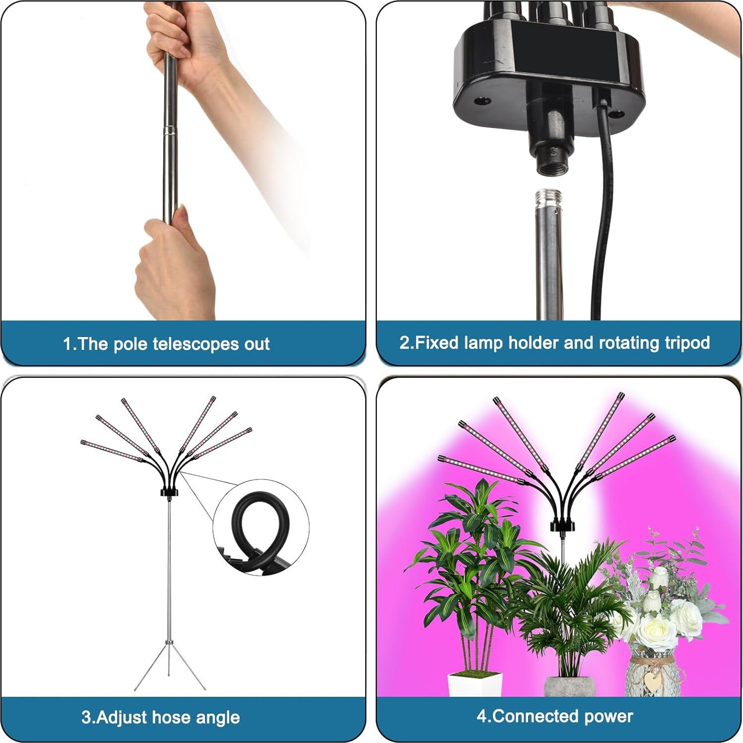 Luz de Crecimiento LED Mefflypee Tipo B con Trípode Ajustable