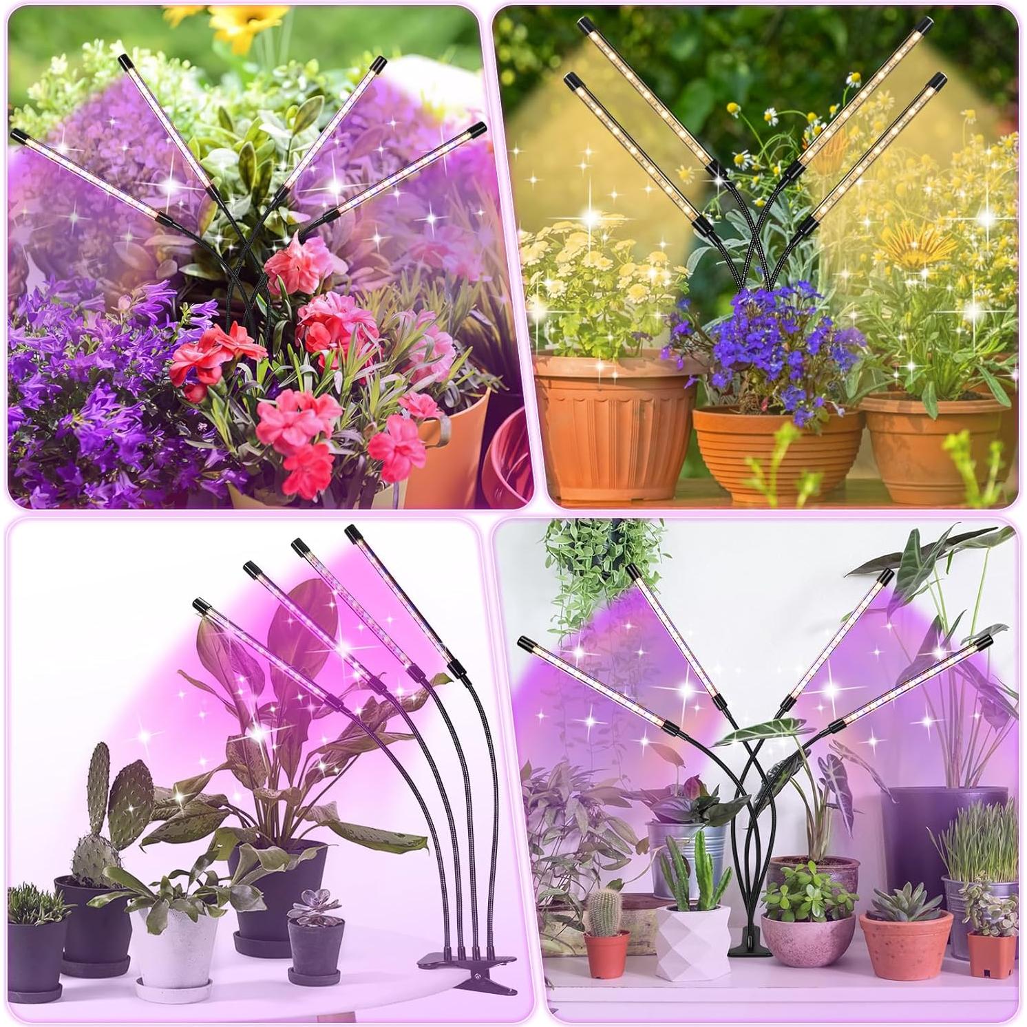 Luces de Cultivo LED WIDICOKO 4 Cabezas Espectro Completo 10 Niveles