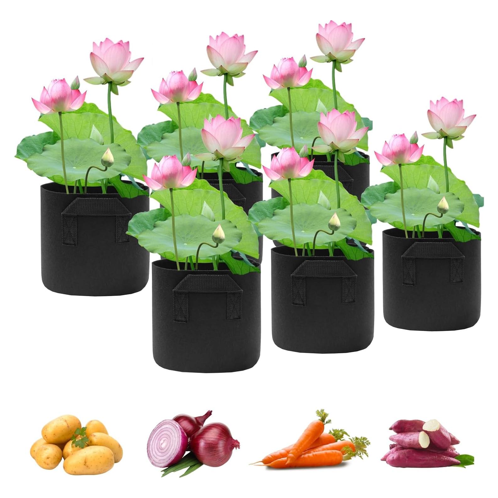 Eunika 6 Bolsas de Cultivo de Tela 11.36L para Lirios y Verduras