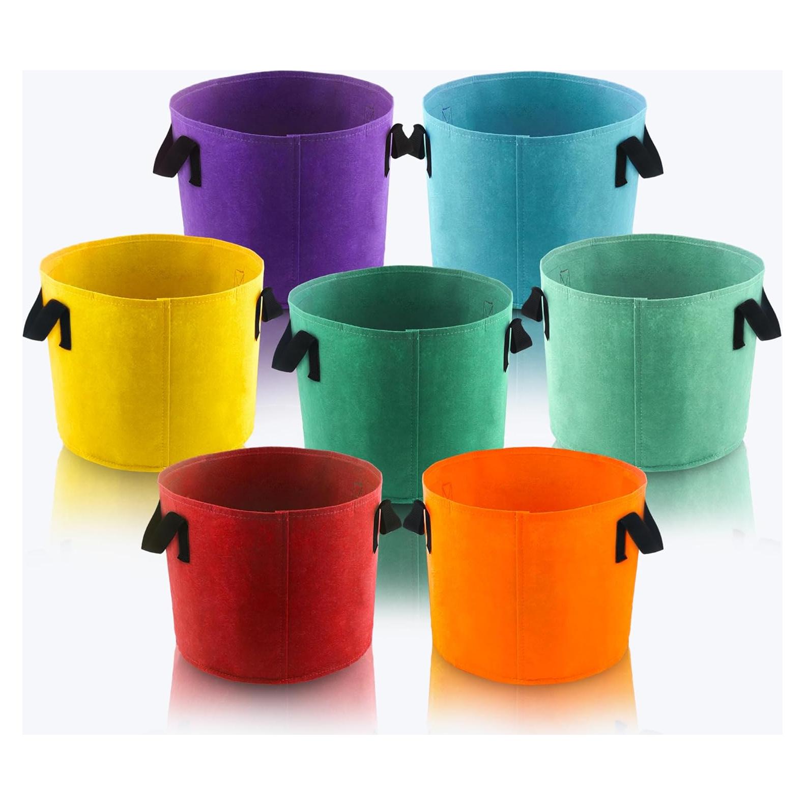 Bolsas de Crecimiento Sinimaka 19L - 7 Macetas de Tela Coloridas