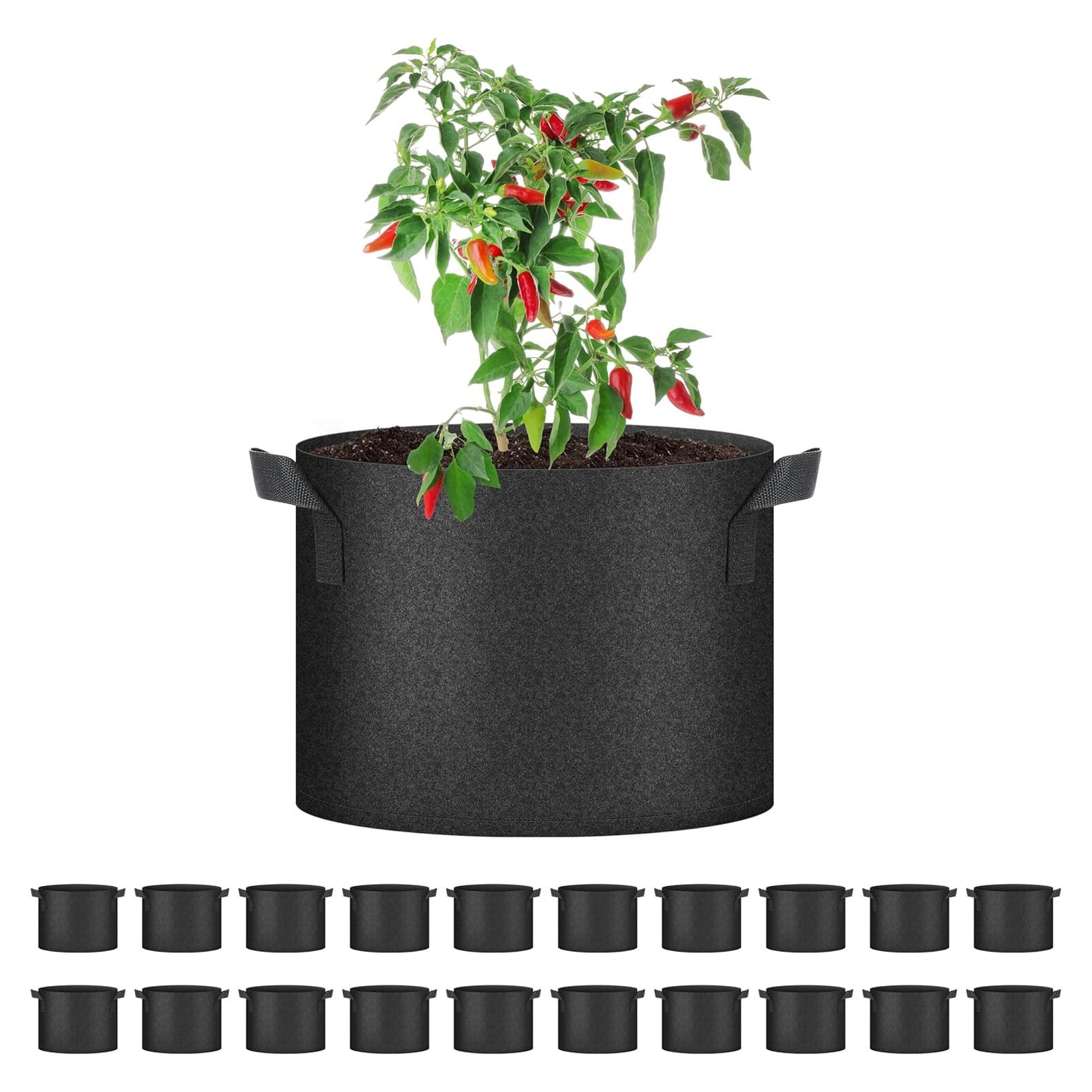 YSSOA 20-Pack Bolsas de Cultivo 37L Tela No Tejida Negra